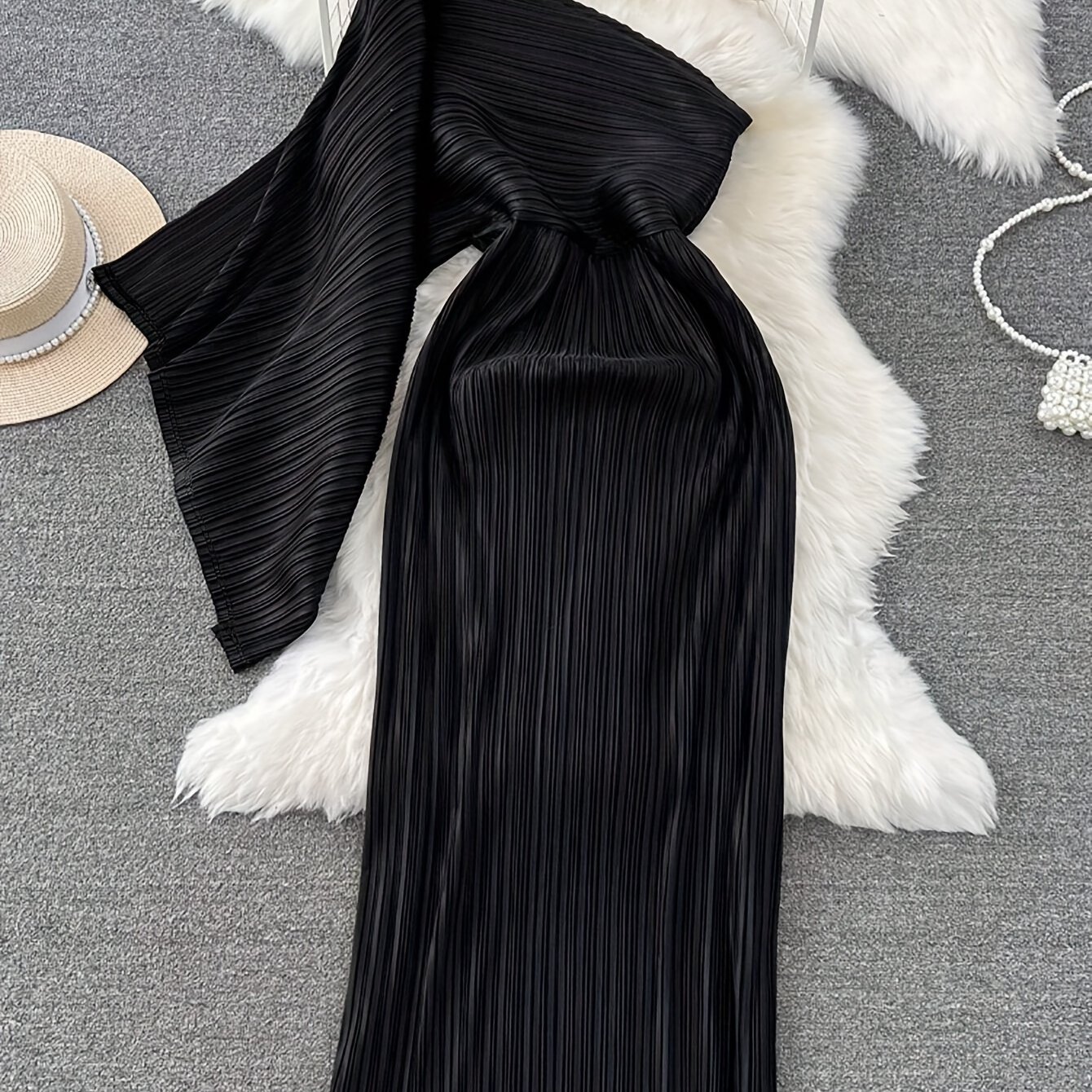 Women's Single-shoulder Wide Sleeve Asymmetrical Elegant Dress