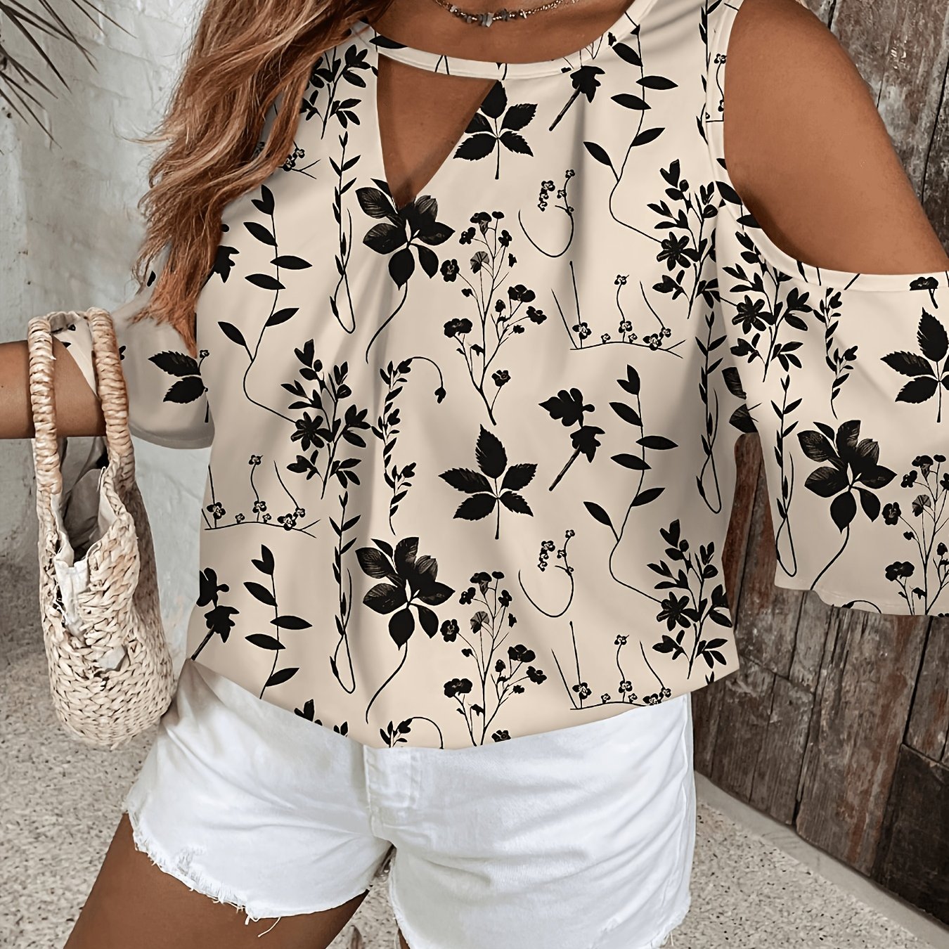 TEMU Plus Size, Plus Size Women's Summer Short Sleeve Round Neck Top