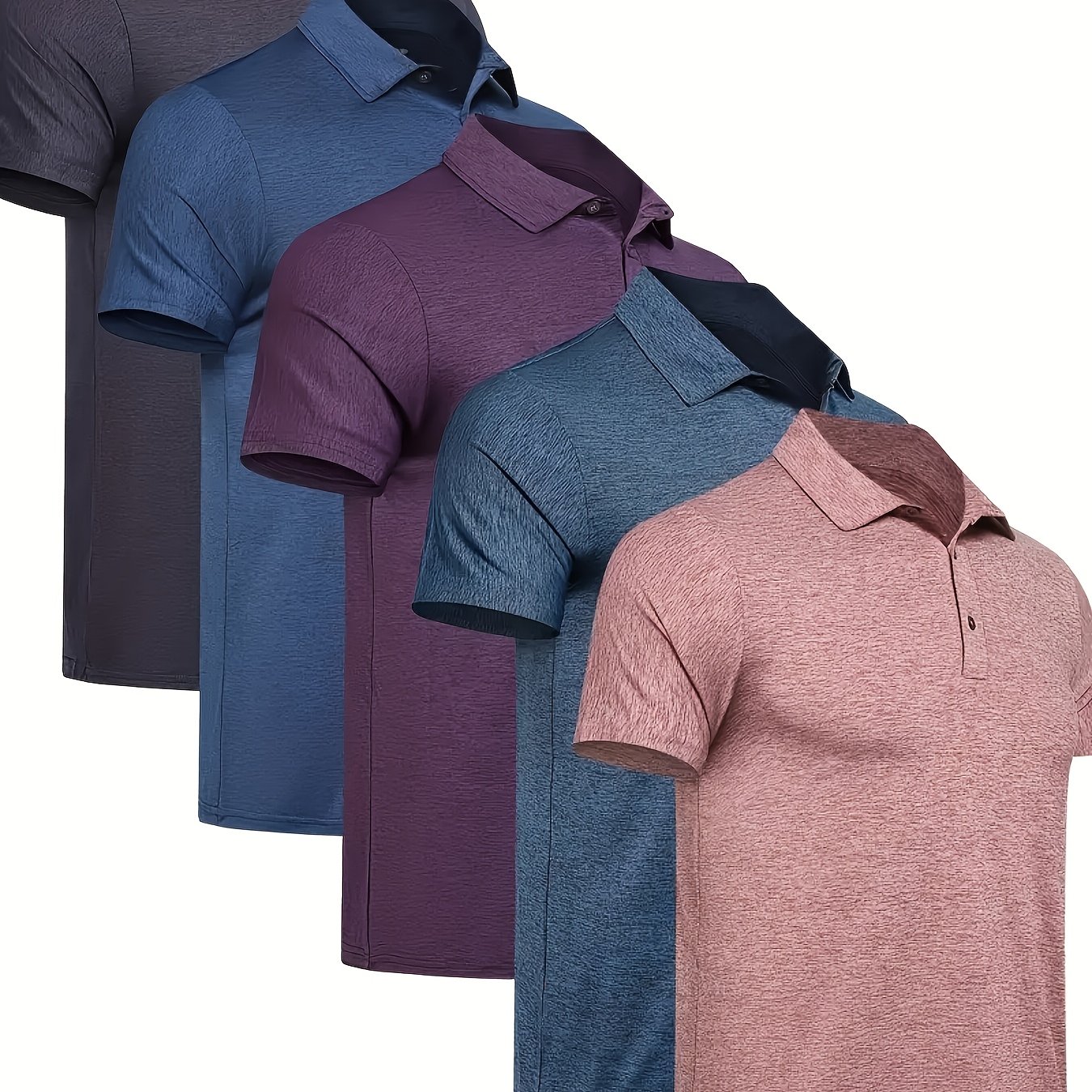 TEMU 5pcs Men's Shirt Quick Dry Short Sleeve Golf T Shirt Performance Wicking Casual Workout