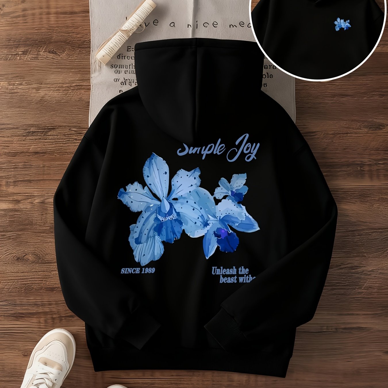TEMU Women's Long-sleeved Sweatshirt, Autumn/winter, Casual Hooded Sweatshirt, Fashionable Print, Trendy Hooded Sweatshirt