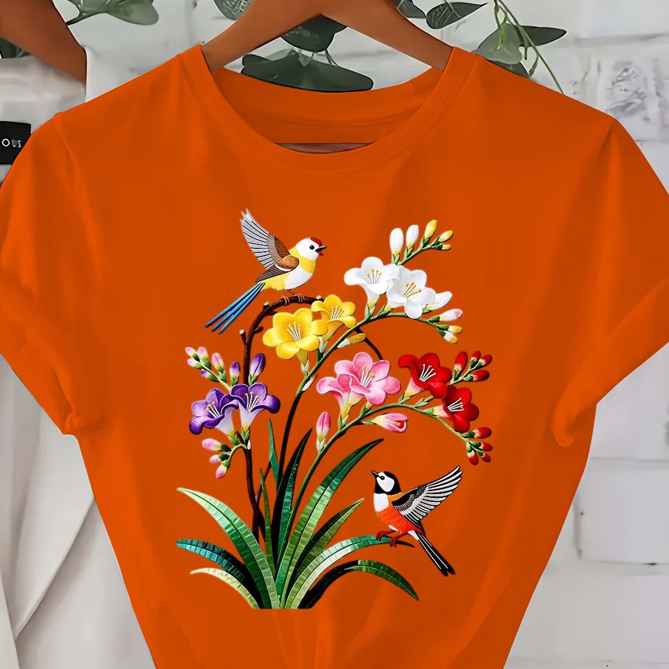 TEMU Plus Size - Plus Size - 0-8xl Plus Size Casual Fashion Printed T-shirt Women's Clothing, Trendy Base Layer Daily Outing Casual Wear Short Sleeve