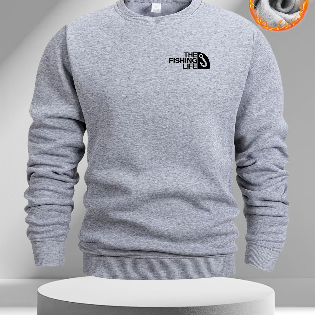 TEMU Autumn/winter Men's Crewneck Sweatshirt, New Fashionable Casual Long-sleeve Sweatshirt With Trendy 2d Printed Pattern, -lined Warm Men's