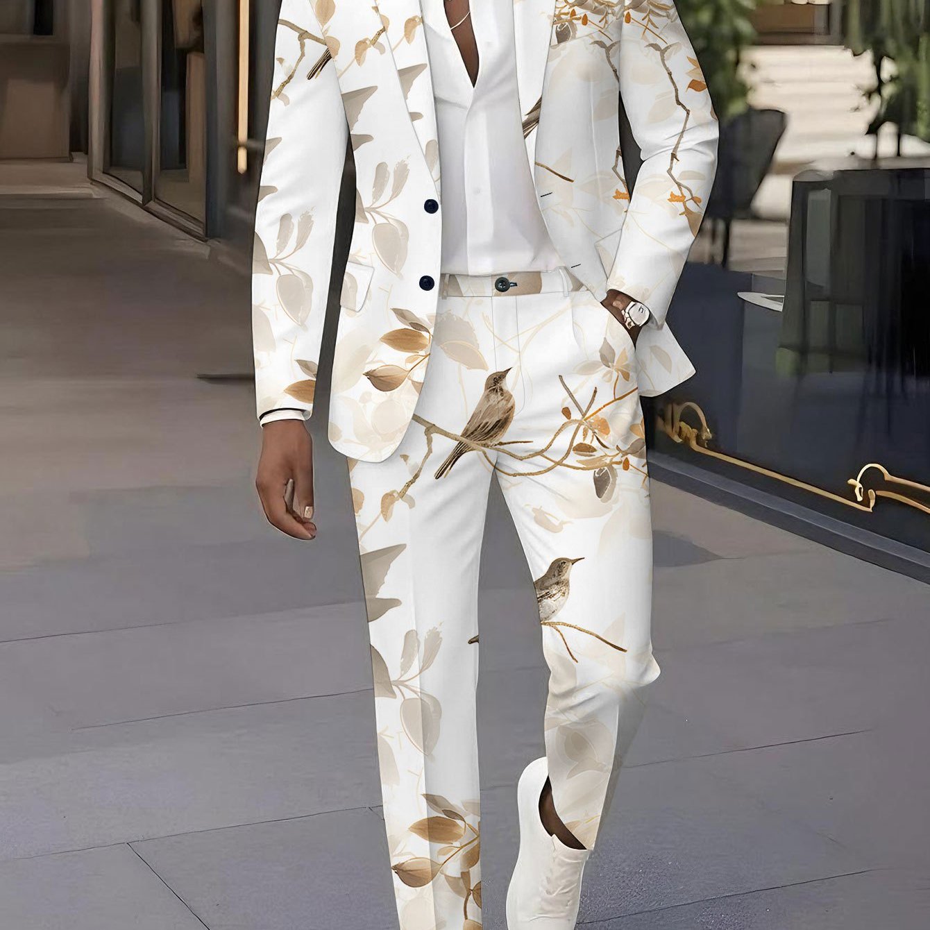 TEMU Men's Suit Set With , Including A Blazer And Trousers, Perfect For Classic Banquets, Weddings, Parties, And Halloween. Features A Style With