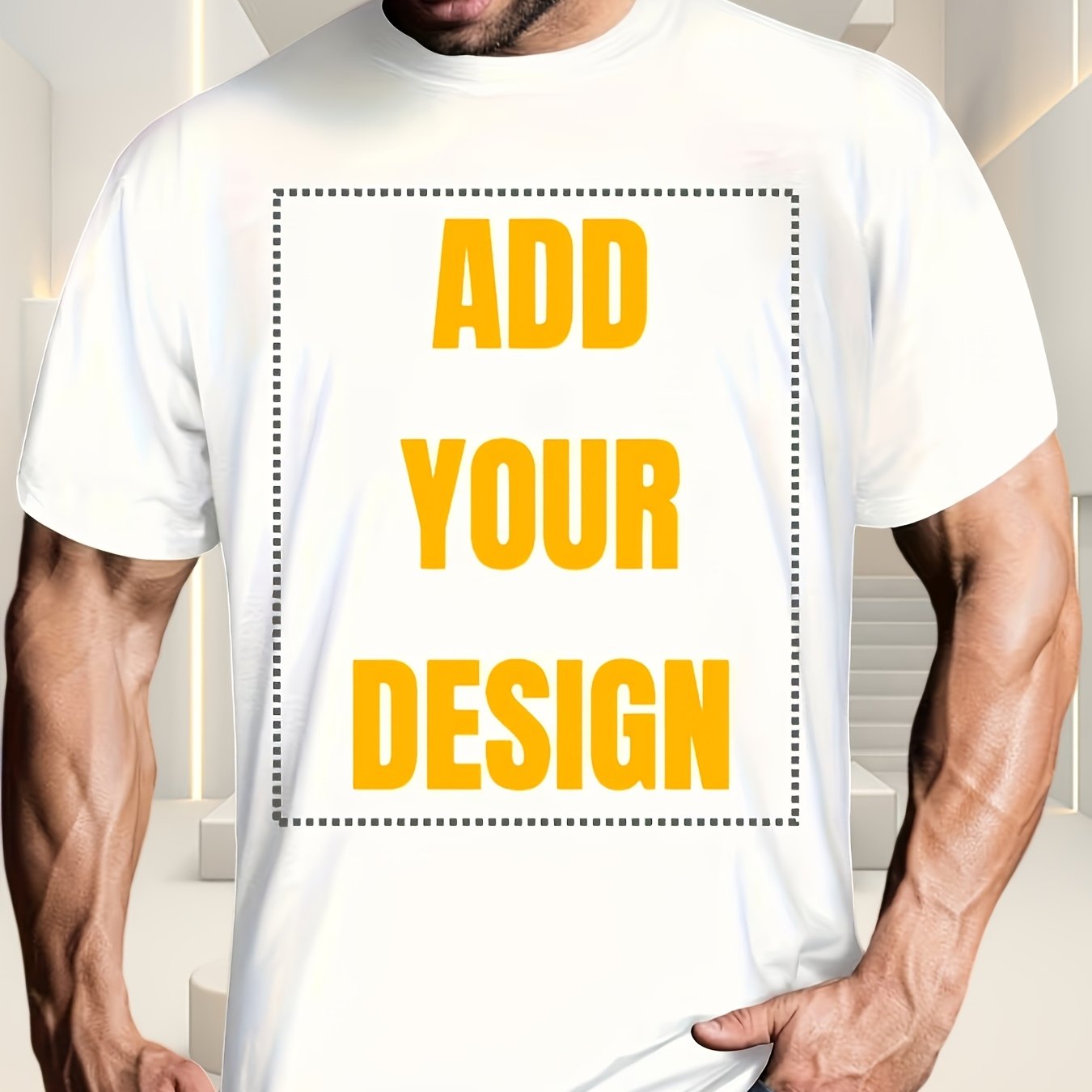 TEMU Men's Custom Logo/photo Personalized Quick-dry T-shirt - Breathable Moisture-wicking Gym Shirt With Your Own Logo Or Photo Printing, Machine