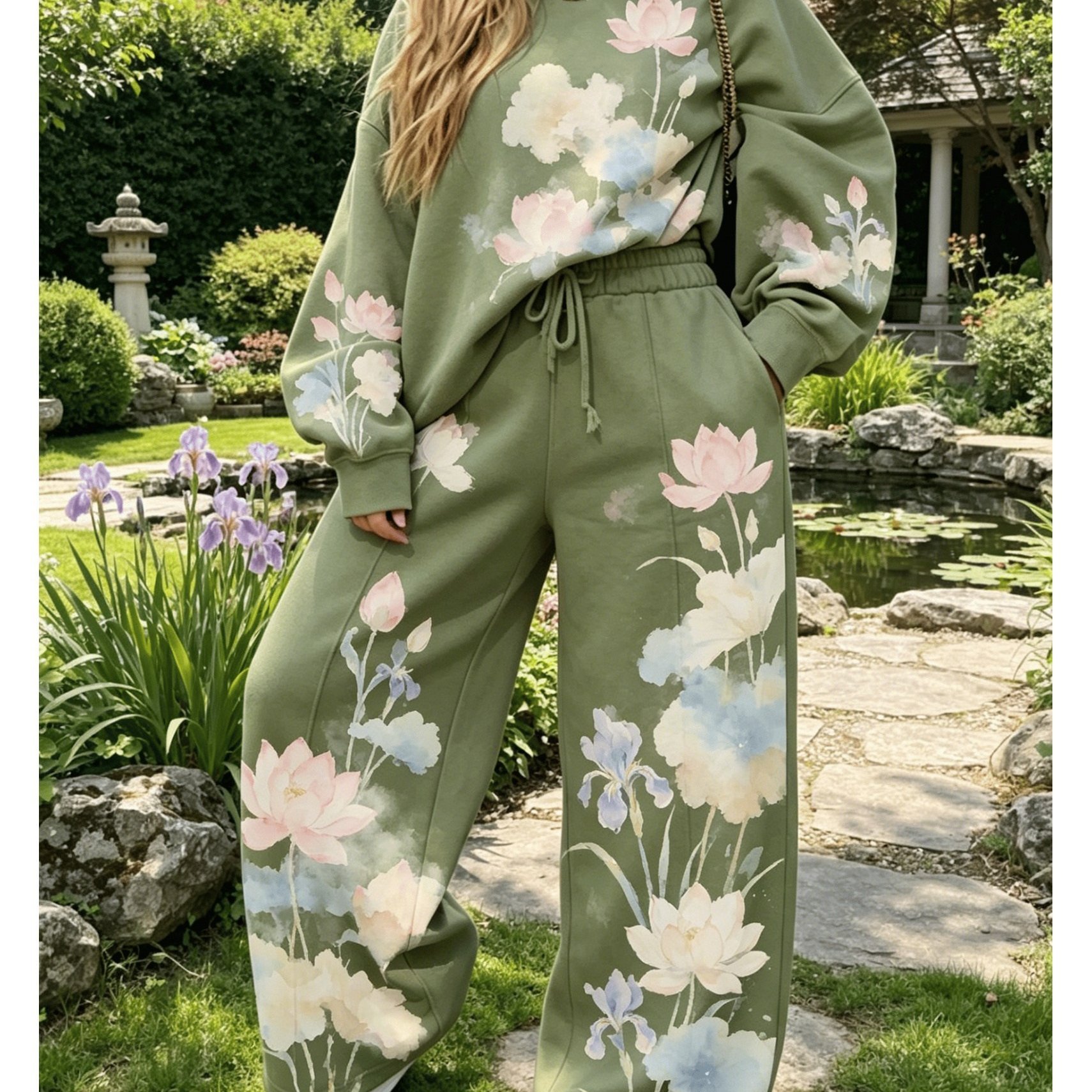 Image of (printed Design- No Texture) Plus Size, 2026 European And Printed Casual Suit For Women, Spring And Autumn Loose Sweatshirt And Sweatpants Two-piece Set, Casual Versatile Sportswear[jltz07]