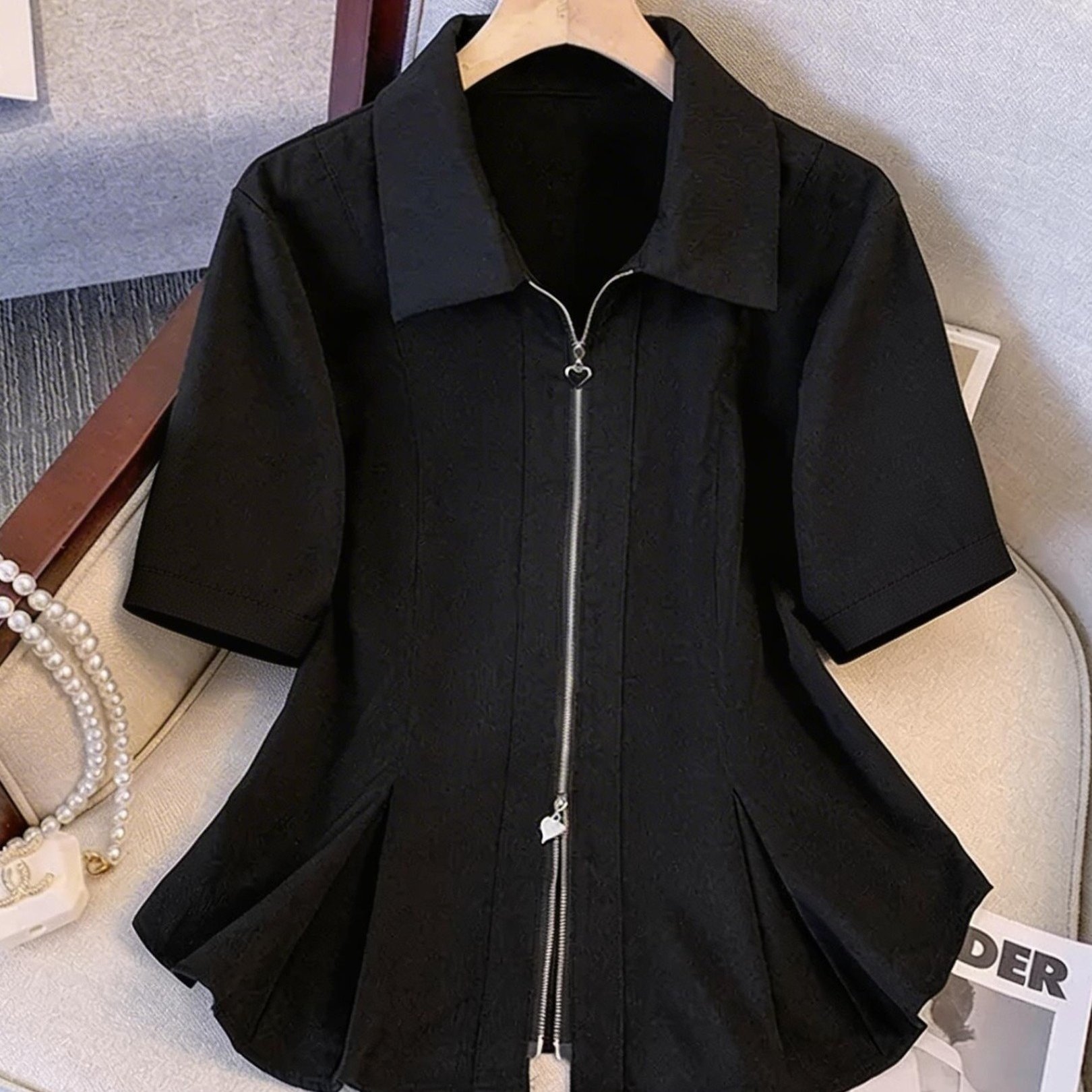 TEMU 【商品名】付き レディース ファッション ポロネック 半袖シャツ