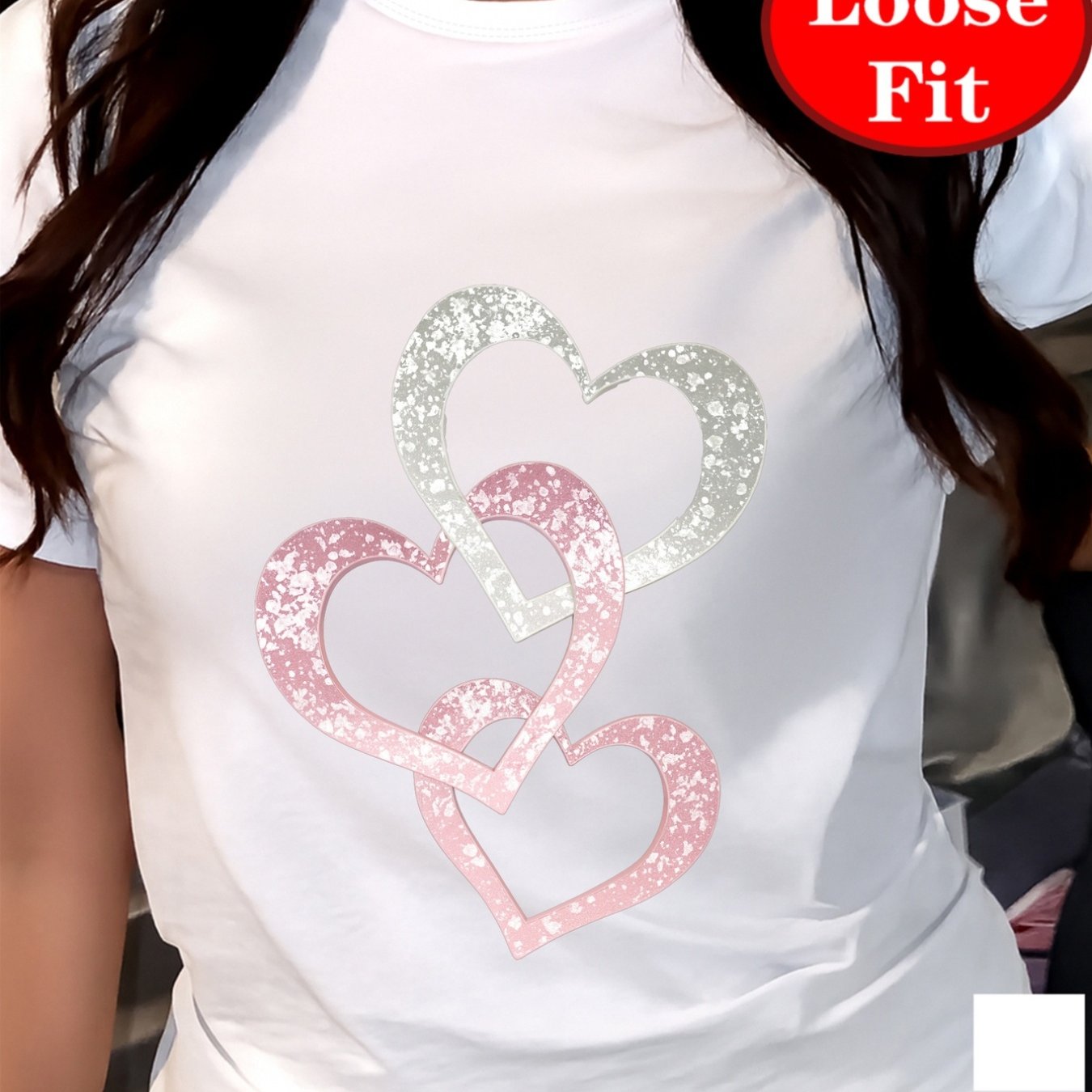 TEMU Valentine's Day Print, Round Neck Short Sleeve T-shirt, Casual Top For Spring And Summer, Plus Size Women's Clothing