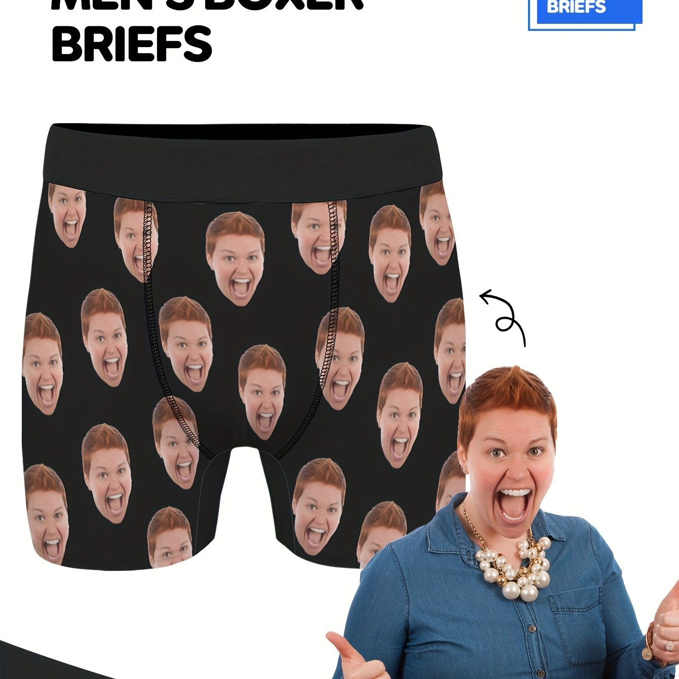 TEMU Men's Custom Photo Boxer Briefs With Personalized Face Pictures - Suitable For Husband Gift, Wedding & Valentine's Day Present, High-elasticity