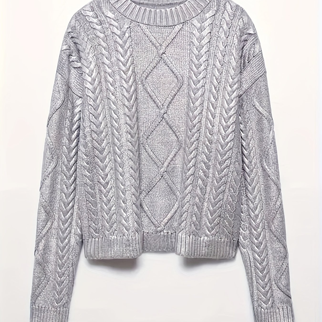 TEMU Targeted Development Women's Solid Color Round Neck Casual Knitted Pullover