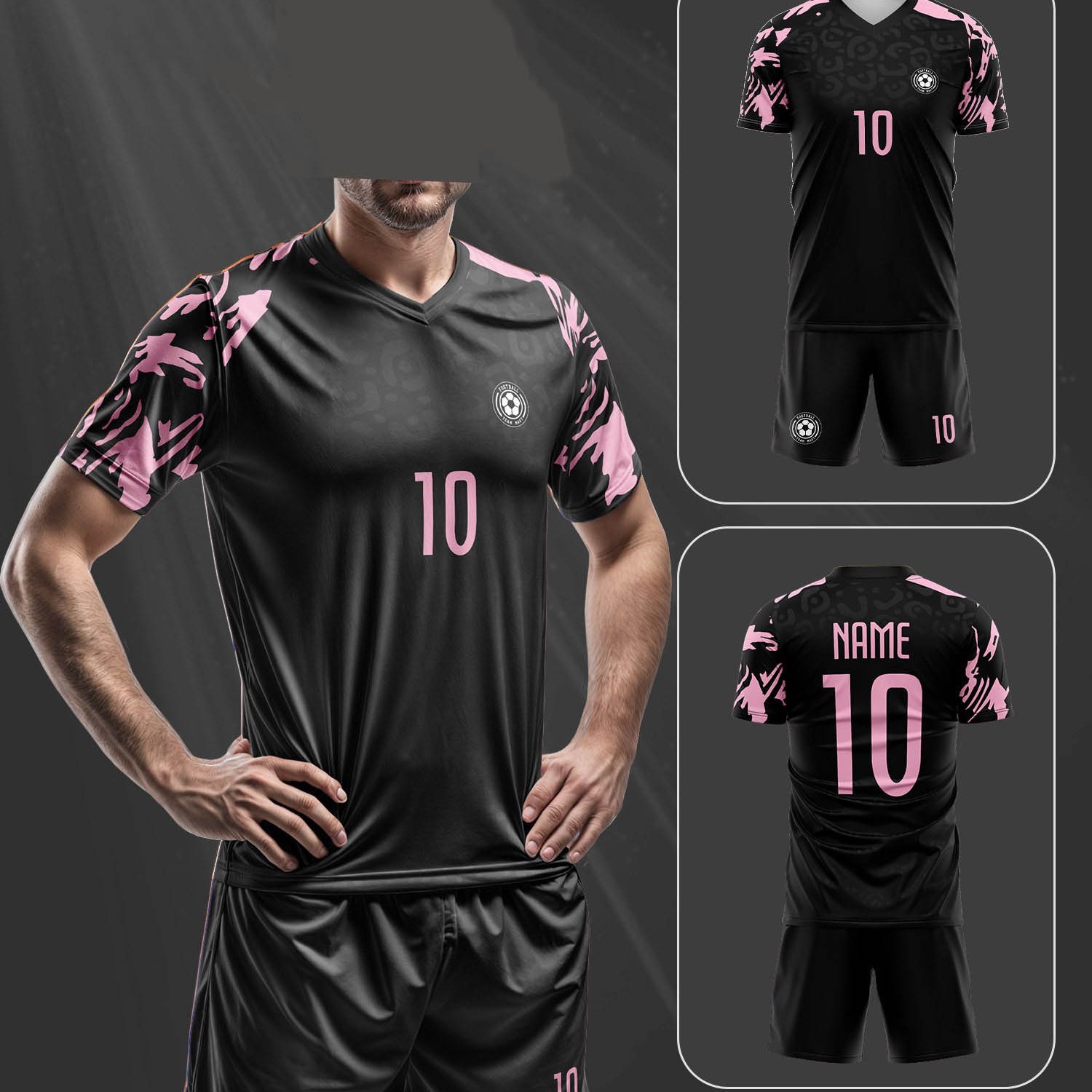 TEMU Spring-summer Set- Personalize Pattern, Logo, Name& Number, Unisex, Breathable& Quick Dry, Ideal For Badminton, Volleyball& Football Training,