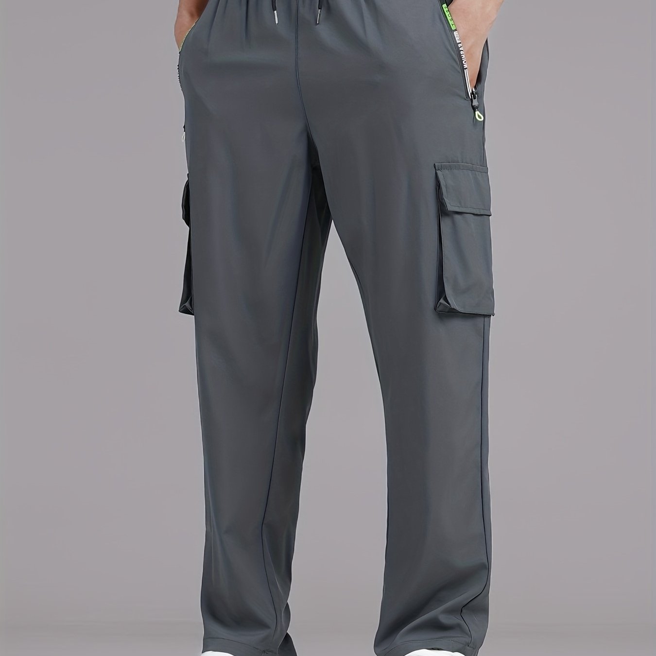 TEMU Men's Stylish Casual Trousers, Solid Color Multi-flap Pocket Overalls, Loose Fit, Perfect For Hiking, Fishing, And Outdoor Camping, For Gym