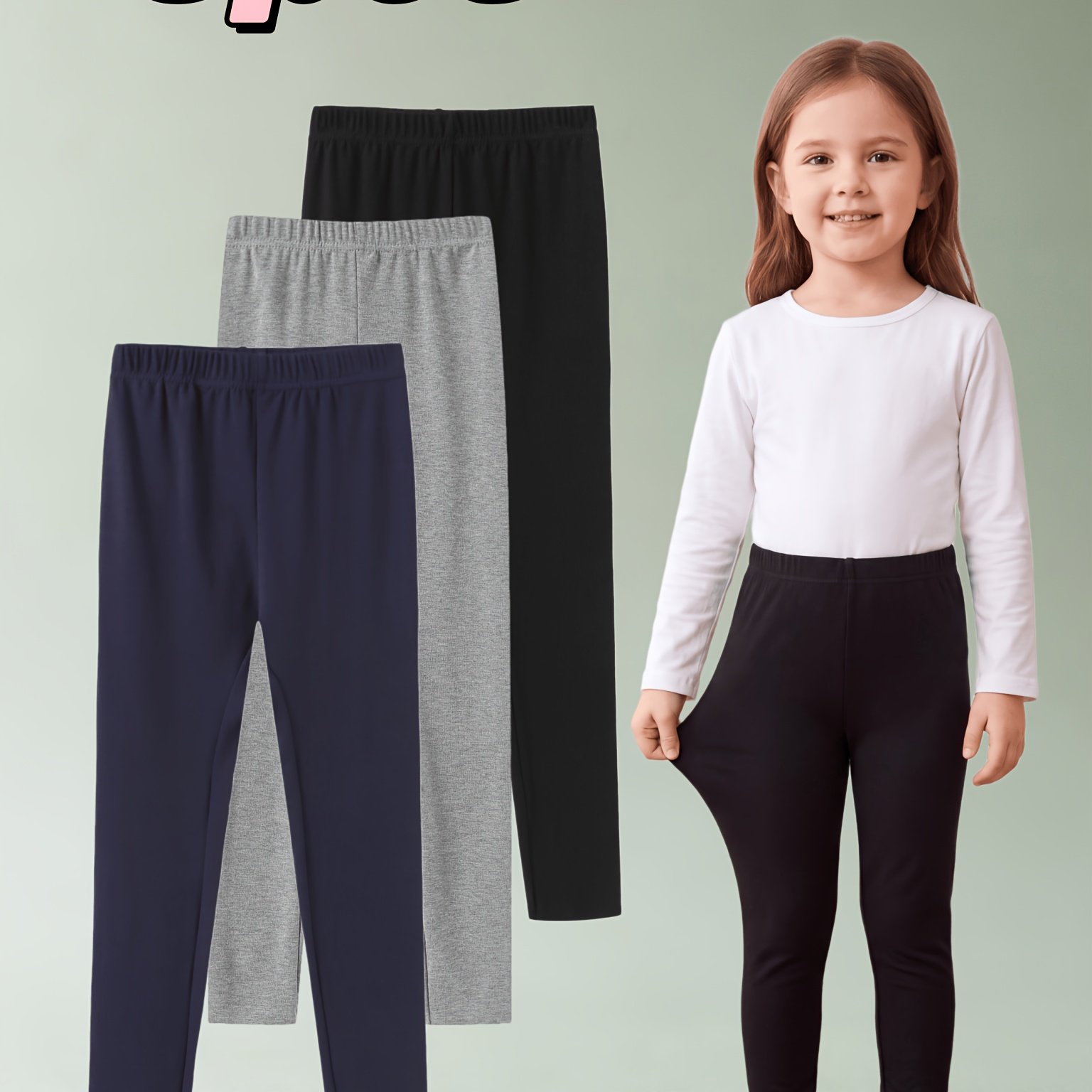 3pcs Set, Special Hem, Seamless Dopamine-colored Leggings, Girls' Leggings, Soft And Stretchy, Sports Pants, Suitable For Daily Wear, For Halloween Girls' Gifts