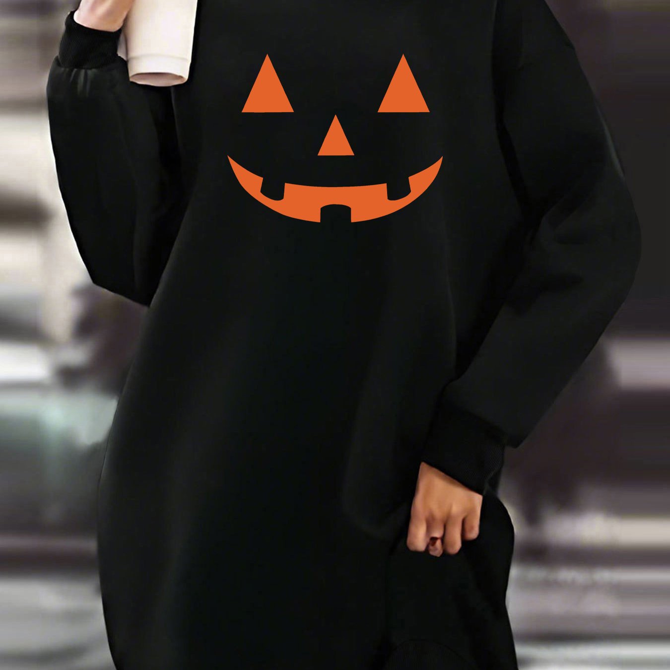 TEMU Women's Casual Fashion Autumn Winter -lined Printed Round Neck Long Sleeve Sweatshirt Dress