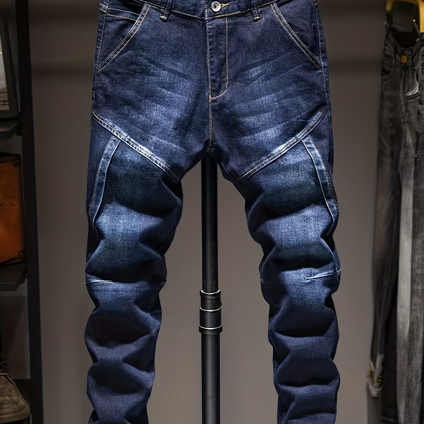 Men's Slim Straight Jeans, Trendy Retro Style, Comfortable And Stretchy For: retailer-supplied image