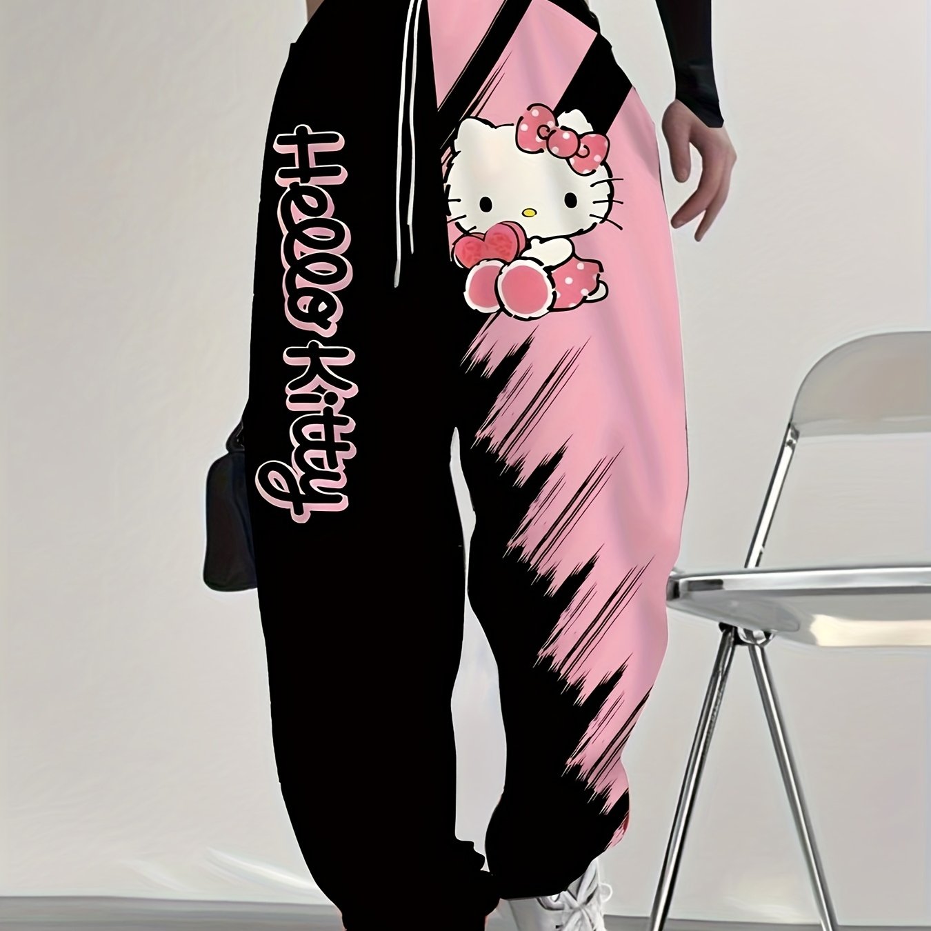 Image of 3d Printing Hello Kitty Cartoon Print Elegant Comfortable Holiday Casual Fashion Women's Trousers