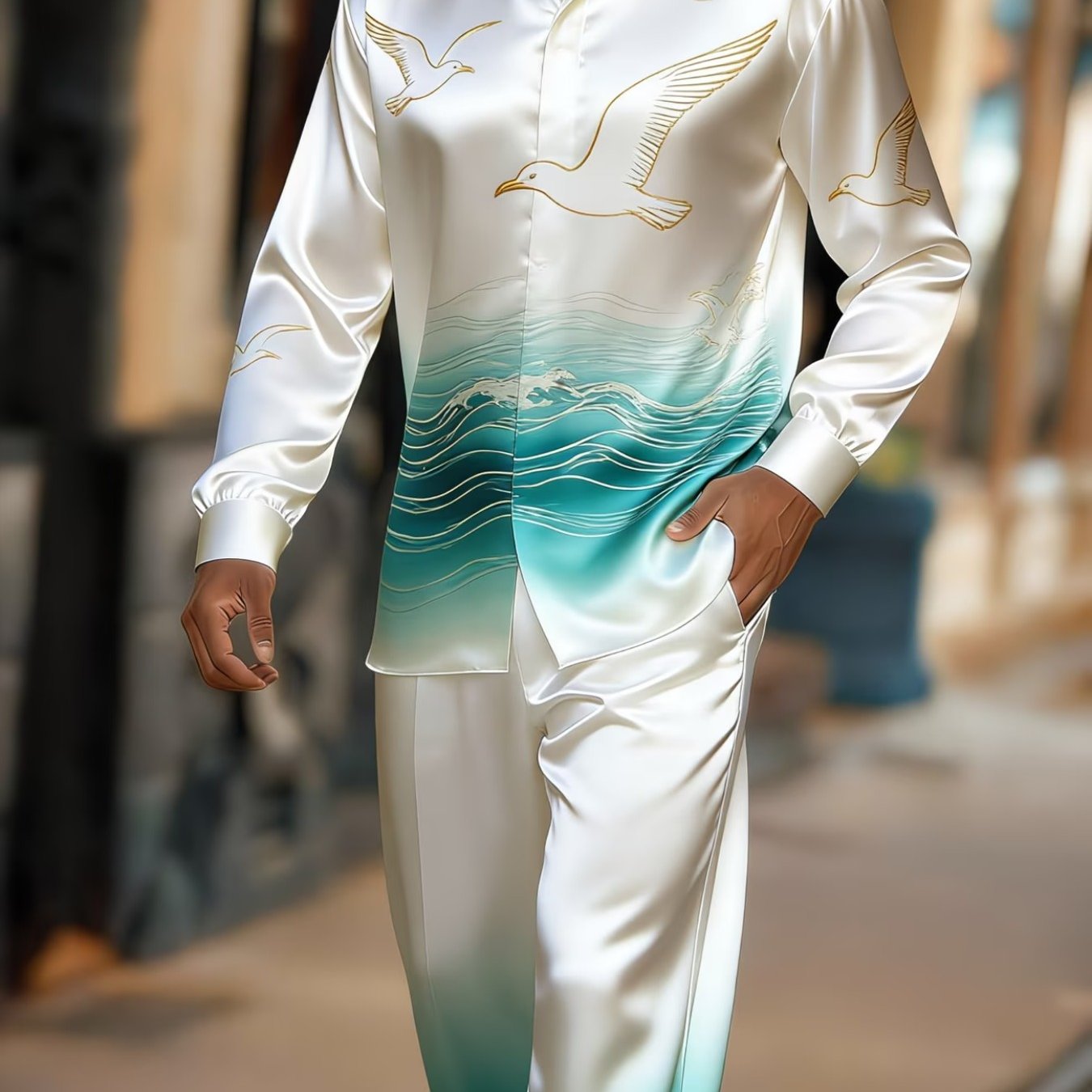 2pcs Set, Fashionable Men's Button- Shirt And Long Pants | Breathable And Comfortable, Suitable For Occasions, Ideal For Holiday Gifts, Perfect For Family, , Brothers