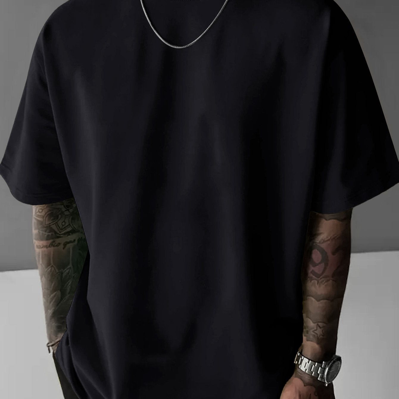 TEMU Men's Loose- Neck T-shirt Suitable For Summer & Spring - Breathable Short-sleeve Casual Sportswear With Minimalist Round Neck, For & Young,
