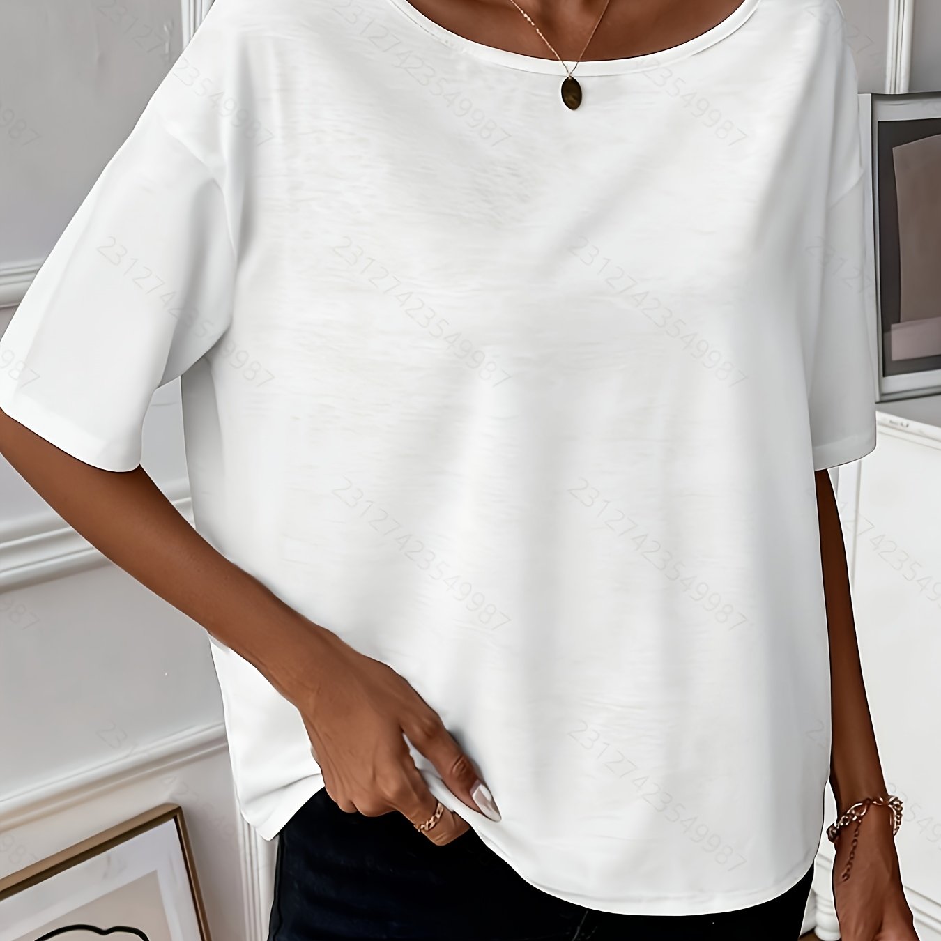 Women's Fashion Round Neck Half-sleeve T-shirt, Plus Size Top