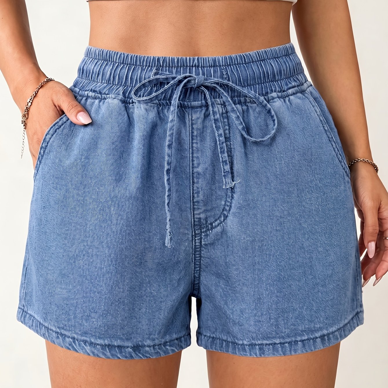 TEMU Pantalones cortos de mujer ideales para y verano, transpirables, cómodos, suaves, sin elasticidad, con cordón ajustable en la cintura, casuales,