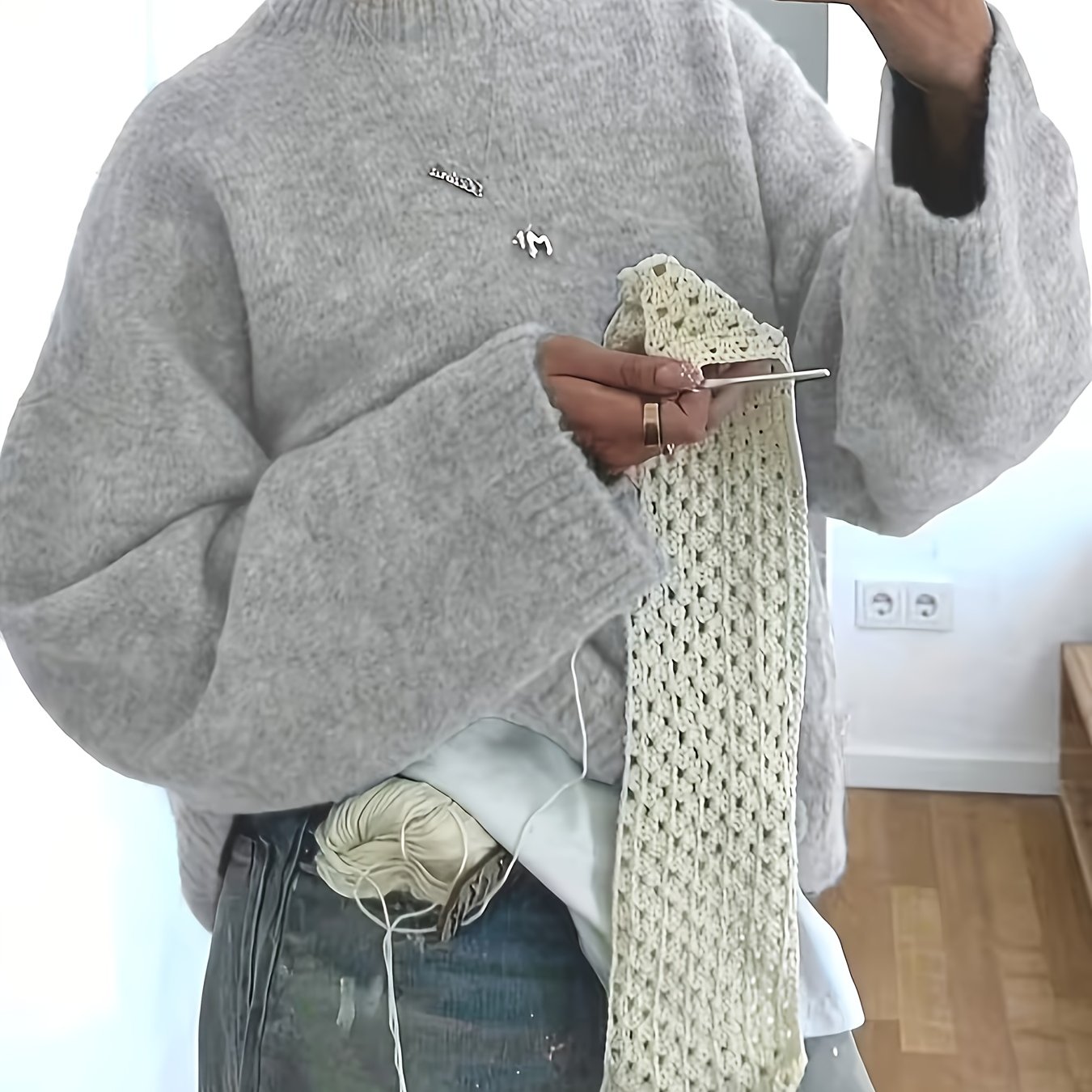 TEMU Neuer modischer, eleganter, lässiger, vielseitig tragbarer, locker sitzender Damen-Pullover mit Rundhalsausschnitt und langen Ärmeln