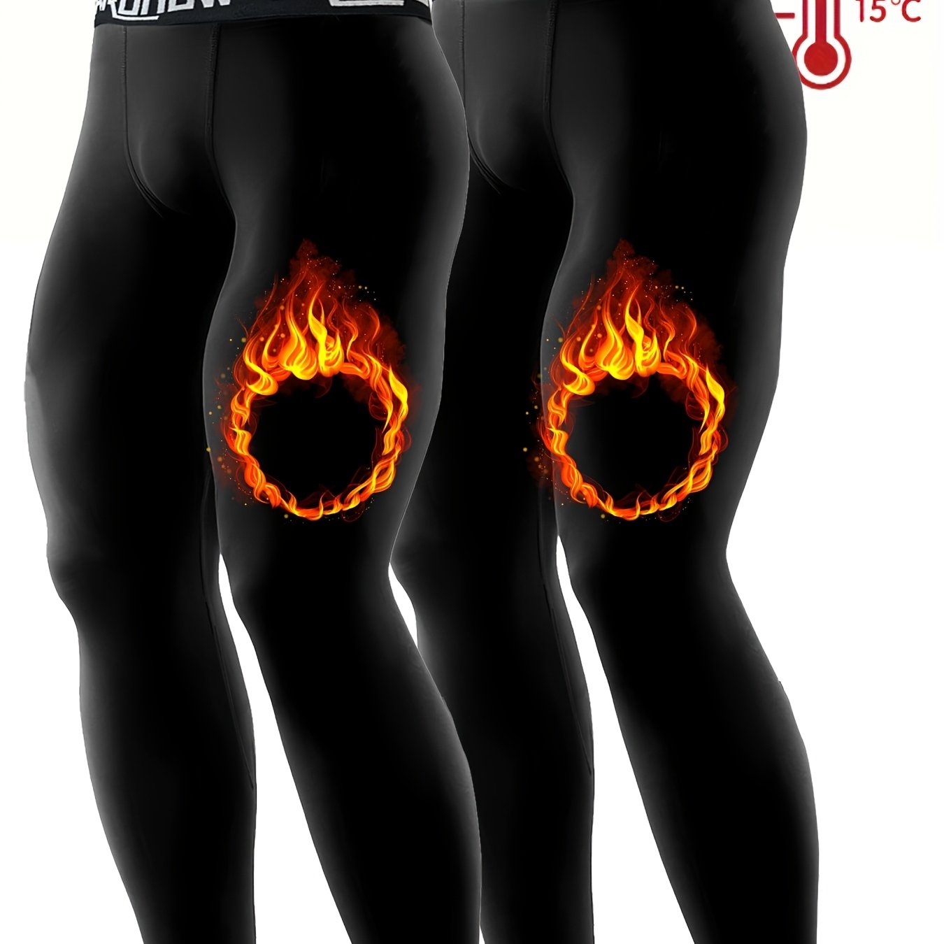 E-shop 2-teiliges Herren Fleece Unterhemd Leggings, Hochelastische Bund Strumpfhose, Herren Slim Fit Hose, Warme Langhosen, Herbsthose