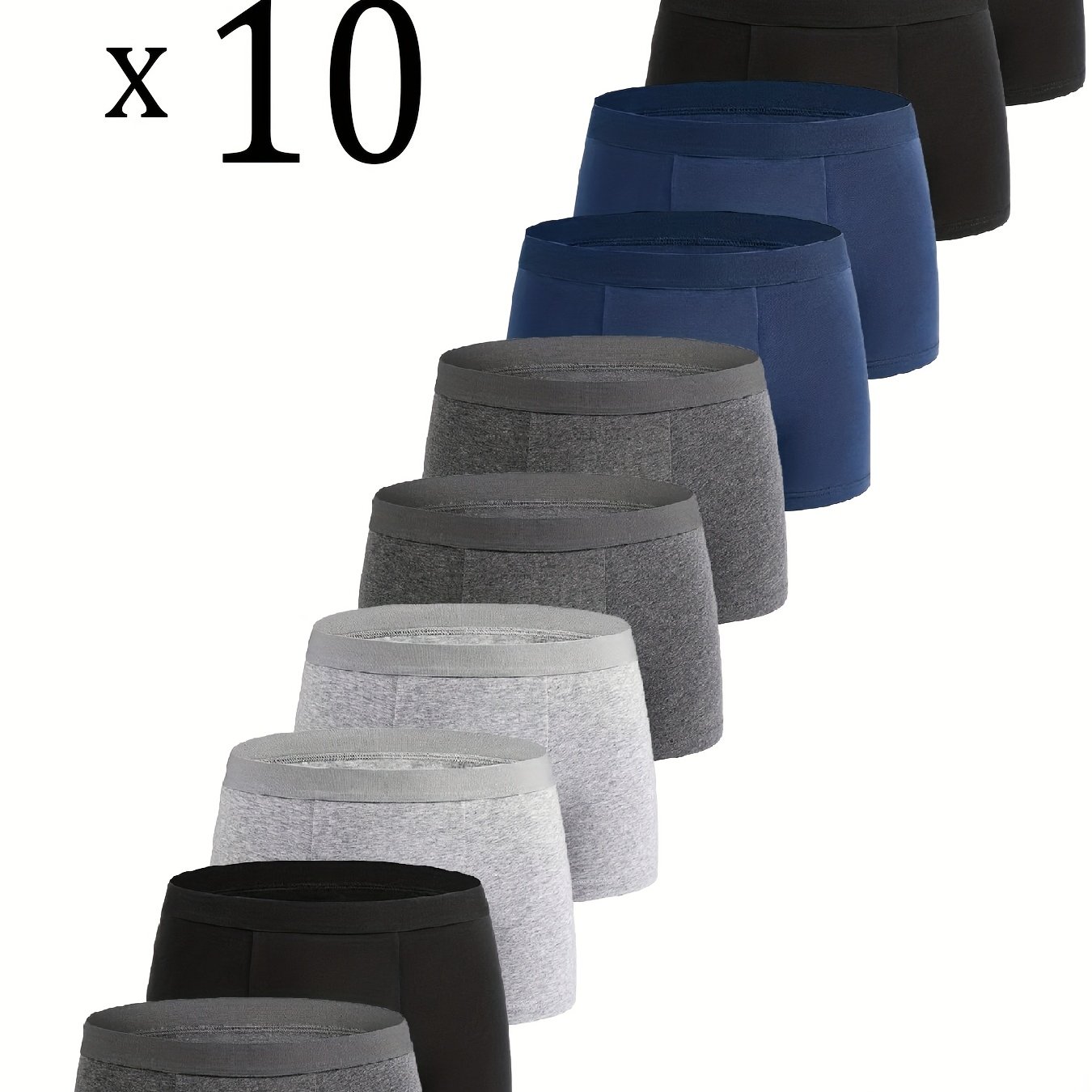 E-shop 10er-Pack Herren Boxershorts in Unifarben, schnelltrocknend und schweißabsorbierend, ein Must-Have für Herrensport und Wandern. Das 10er-Set ist