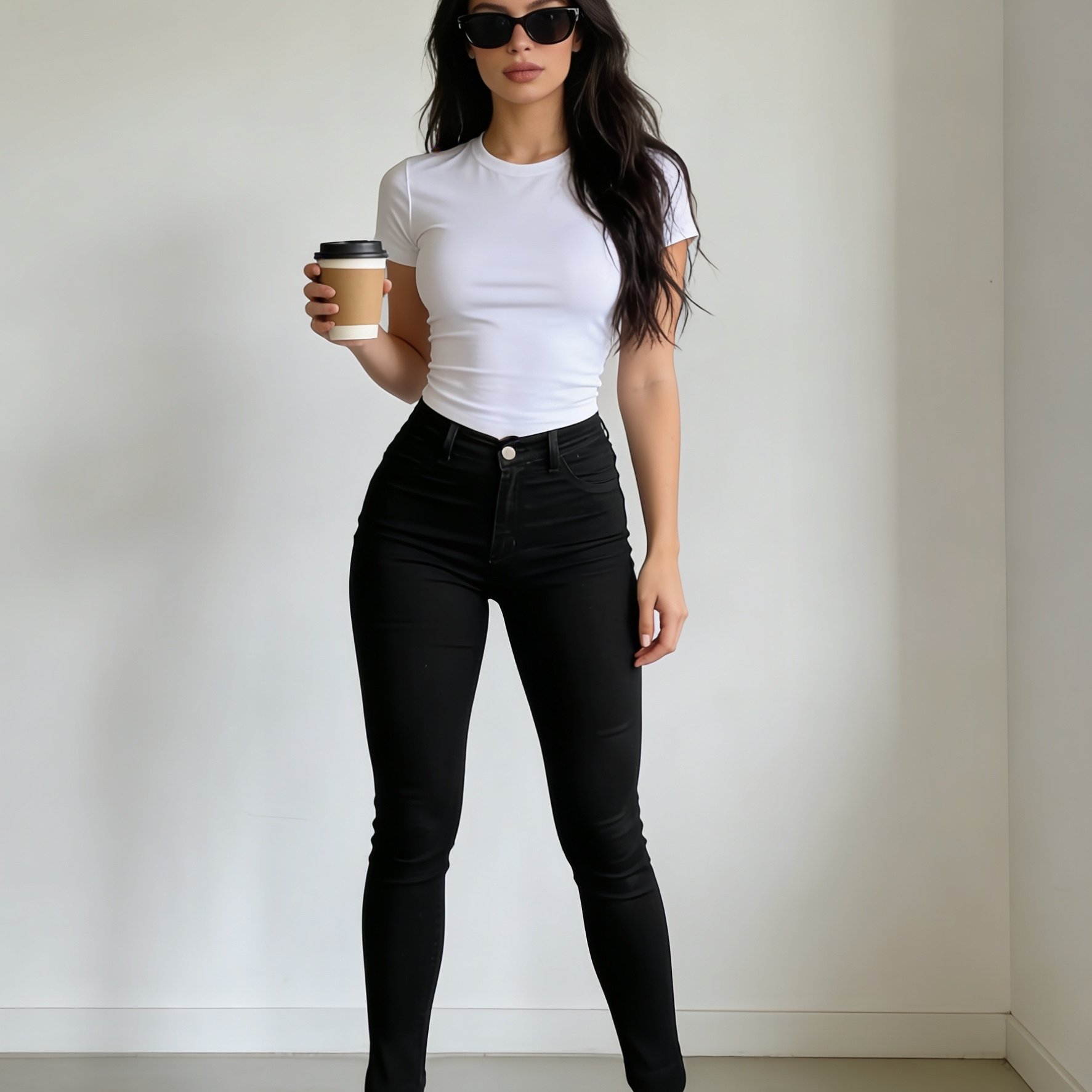 Women's Fashion Black Skinny Jeans