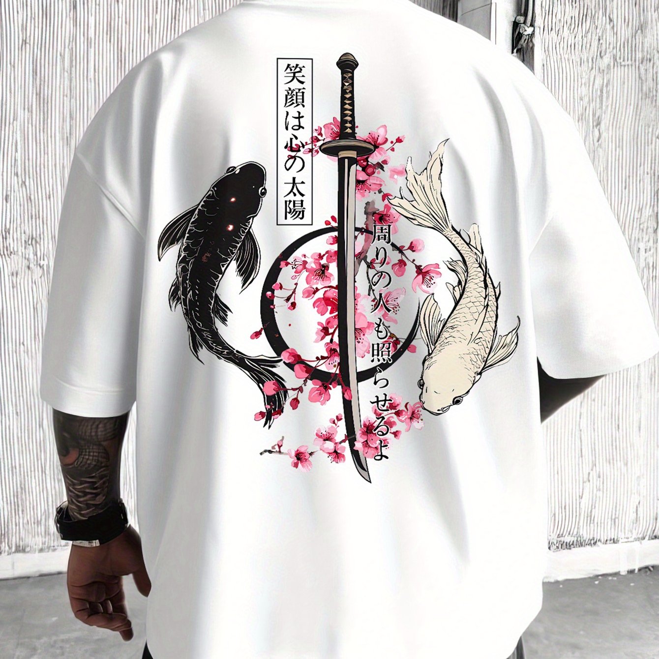 TEMU Heat Transfer Print, , Sword Koi Fish, Suitable For Spring Summer, Unisex, Summer Fashion Casual Short Sleeve T-shirt, , Round Neck, Ideal For