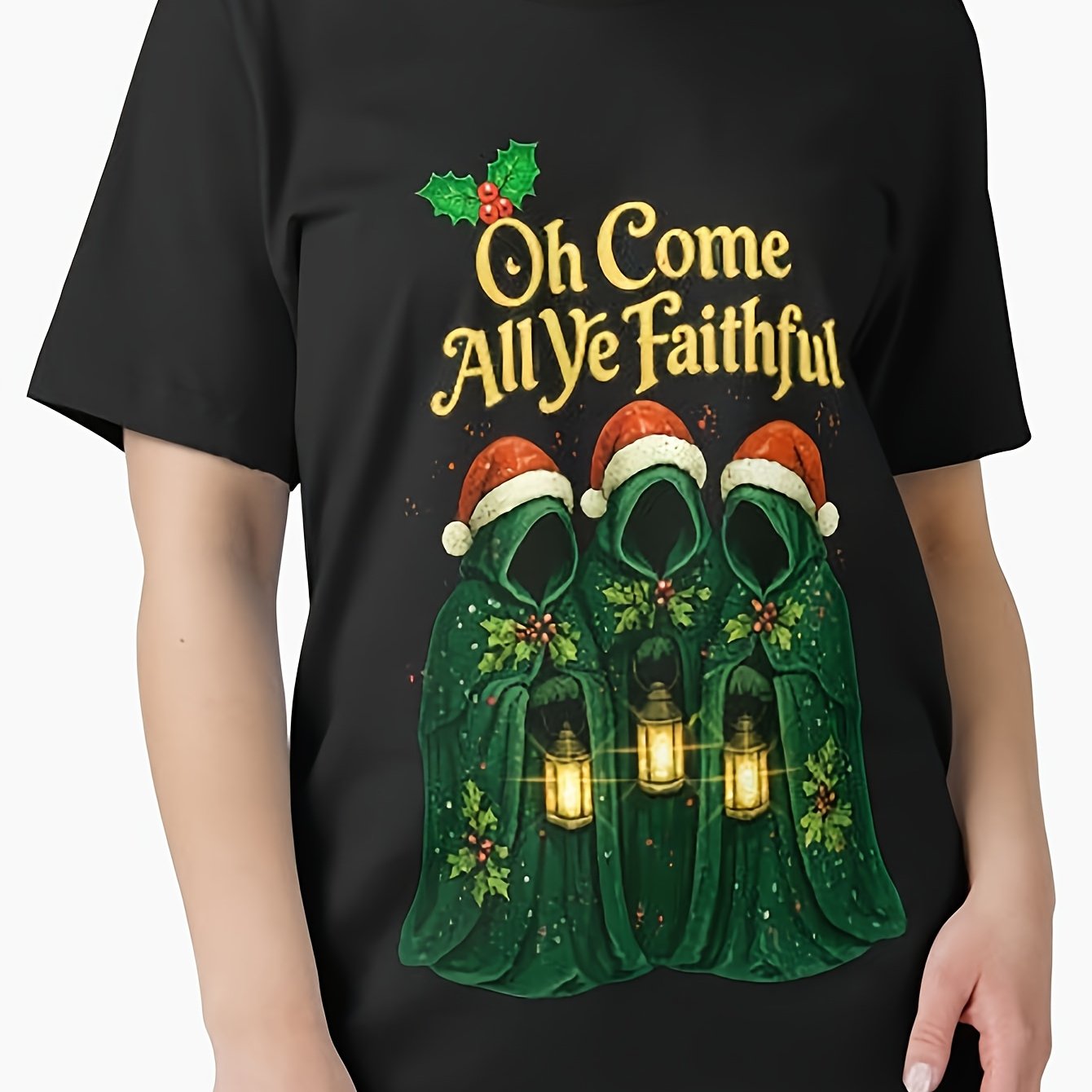 TEMU Summer Short 2026 New Oh Come All Fun Novelty Traitors Christmas Festive Tv Show Humor Top Casual Fan Apparel For Holiday Fans Ideal Valentine's