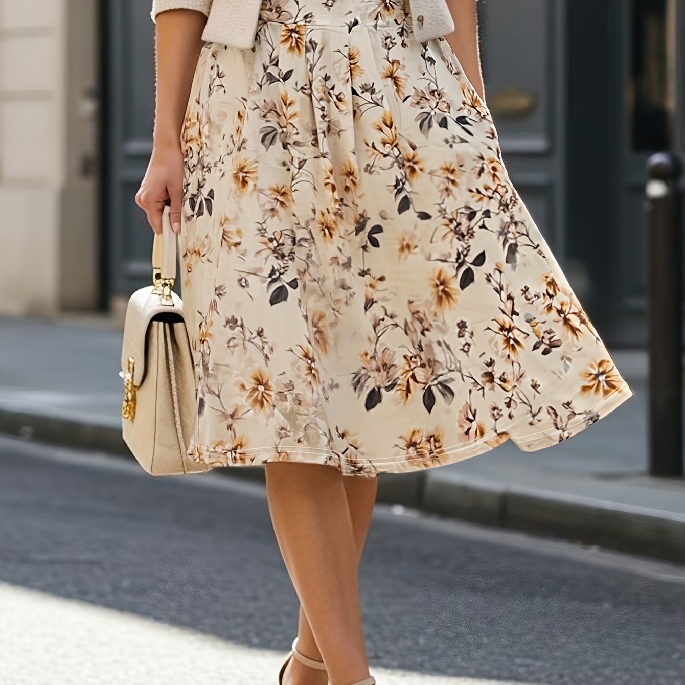 E-shop Modische Röcke mit Blumenmuster für Damen im Frühling und Sommer, für Urlaub und , mit elastischem Bund, geeignet für und berufstätige Frauen