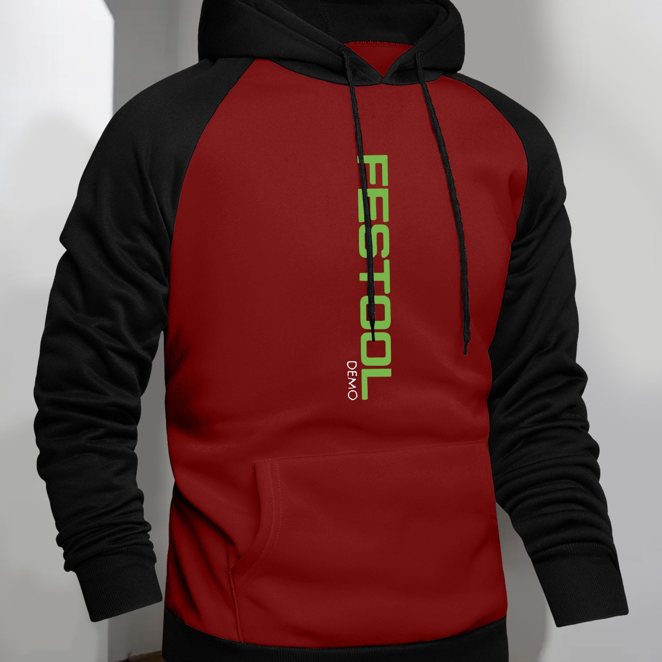 TEMU Men's Hooded Sweatshirt With Festool Print, Stylish And Versatile Colors, Featuring A Color- And Fashionable Raglan Sleeves