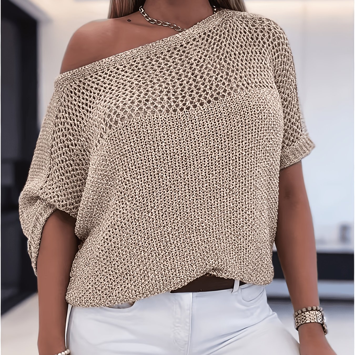 Casual Versatile Hollow- Short-sleeve Top