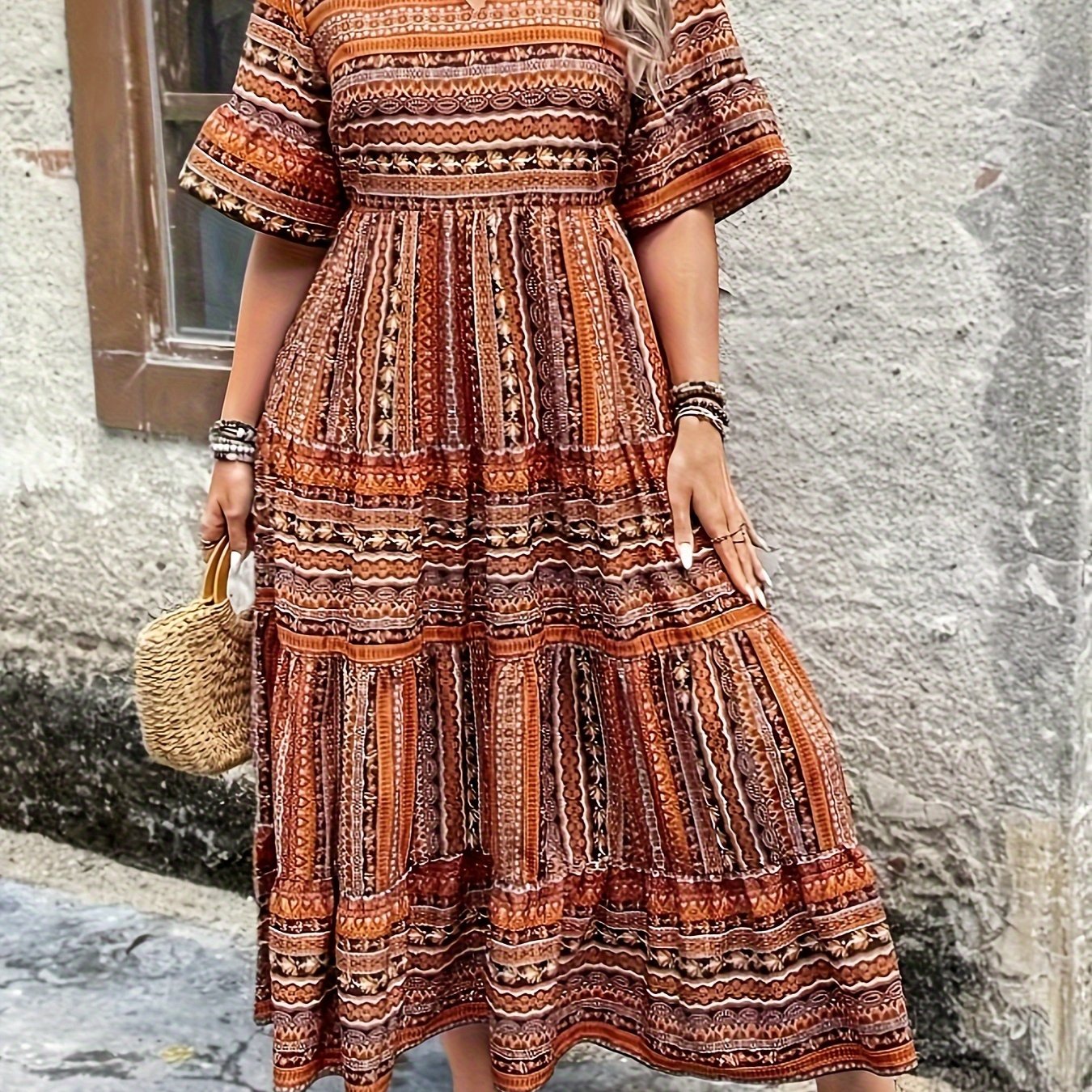 Plus Size - Plus Size - Popular Extended Plus-size Printed Dress