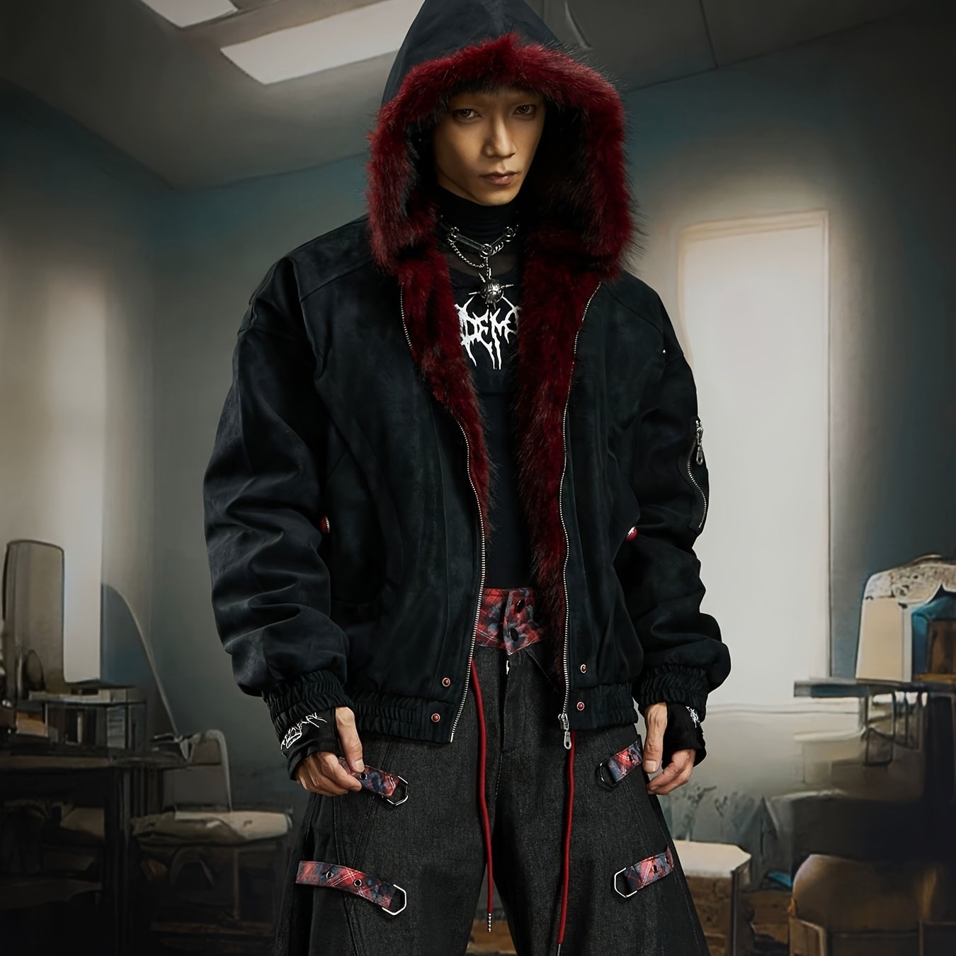 TEMU Korean European And Vintage Pu Leather Hooded Padded Coat, Unisex Winter Thickened High-end Warm Padded Coat Jacket, Cold-proof Outerwear