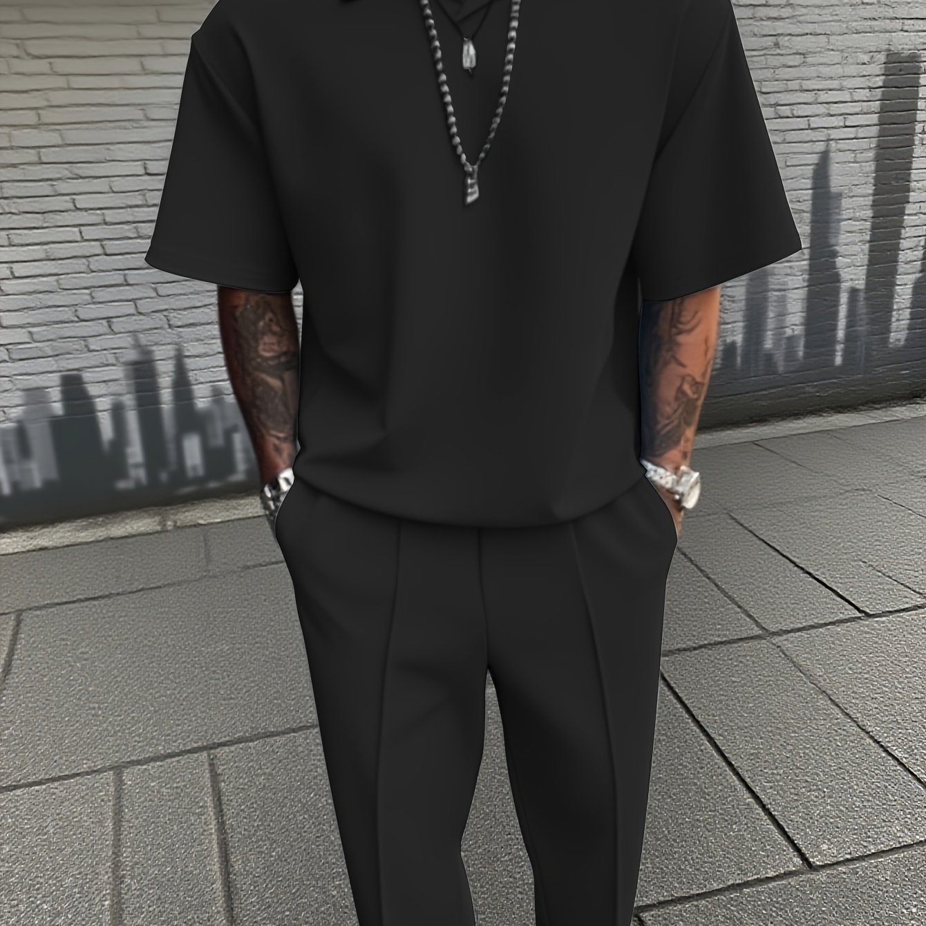 /summer Men's Casual Lapel Business Suit- Short Sleeve Long Pants Set, Suitable For Golf, Sports, And Running. In A Of Colors, New Plus-size Pajama Set, Plus Size