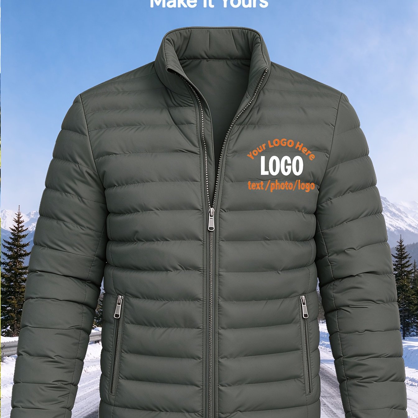 Custom Padded Jacket - Men's Stand Collar Thickened Padded