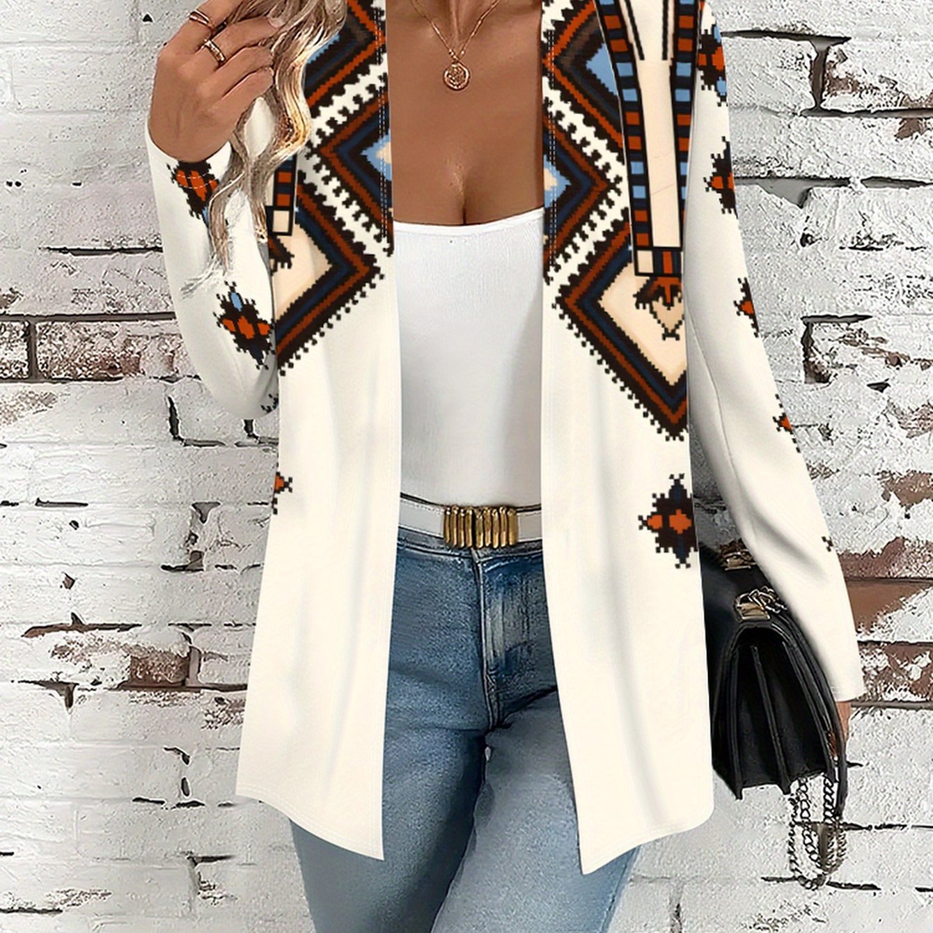 TEMU Floral Pattern, Bizarre , Colorful Elegant Print, Lightweight Open-front Jacket, Women's Clothing, Casual Jacket - 739