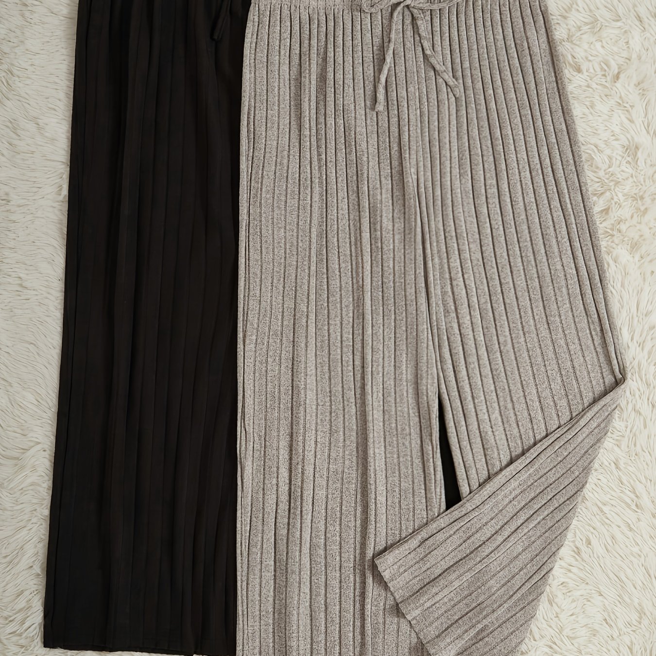 E-shop Frühling/Sommer Plus Size 2er-Pack Uni-Farben Modische Rippen-Casual Weite Bein Damenhosen