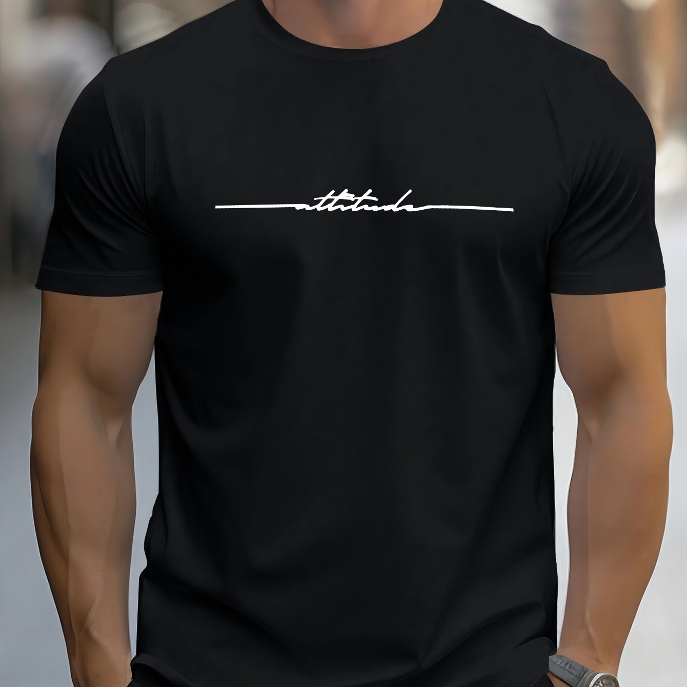 TEMU Men's European And Fashion T-shirt Plus Size Men's Round Neck Short Sleeve Top