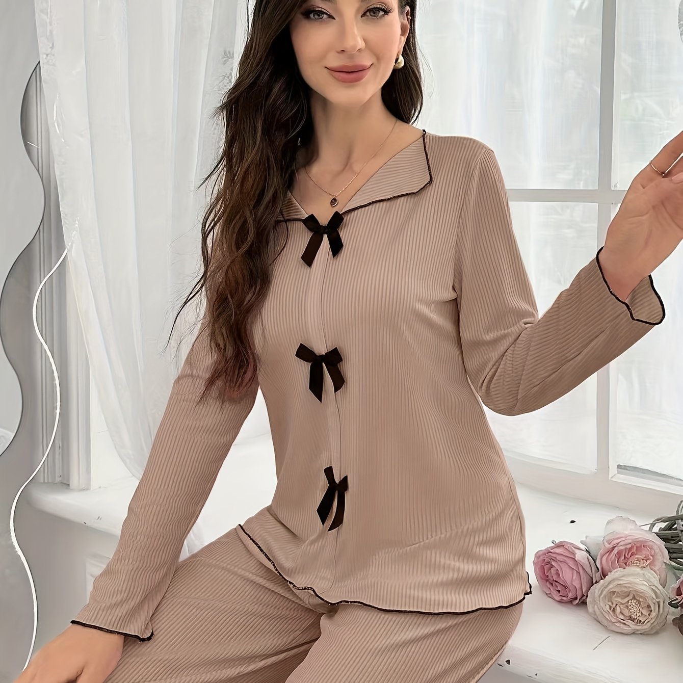 Ladies Fashion Long Sleeve Pajamas For Autumn And Winter