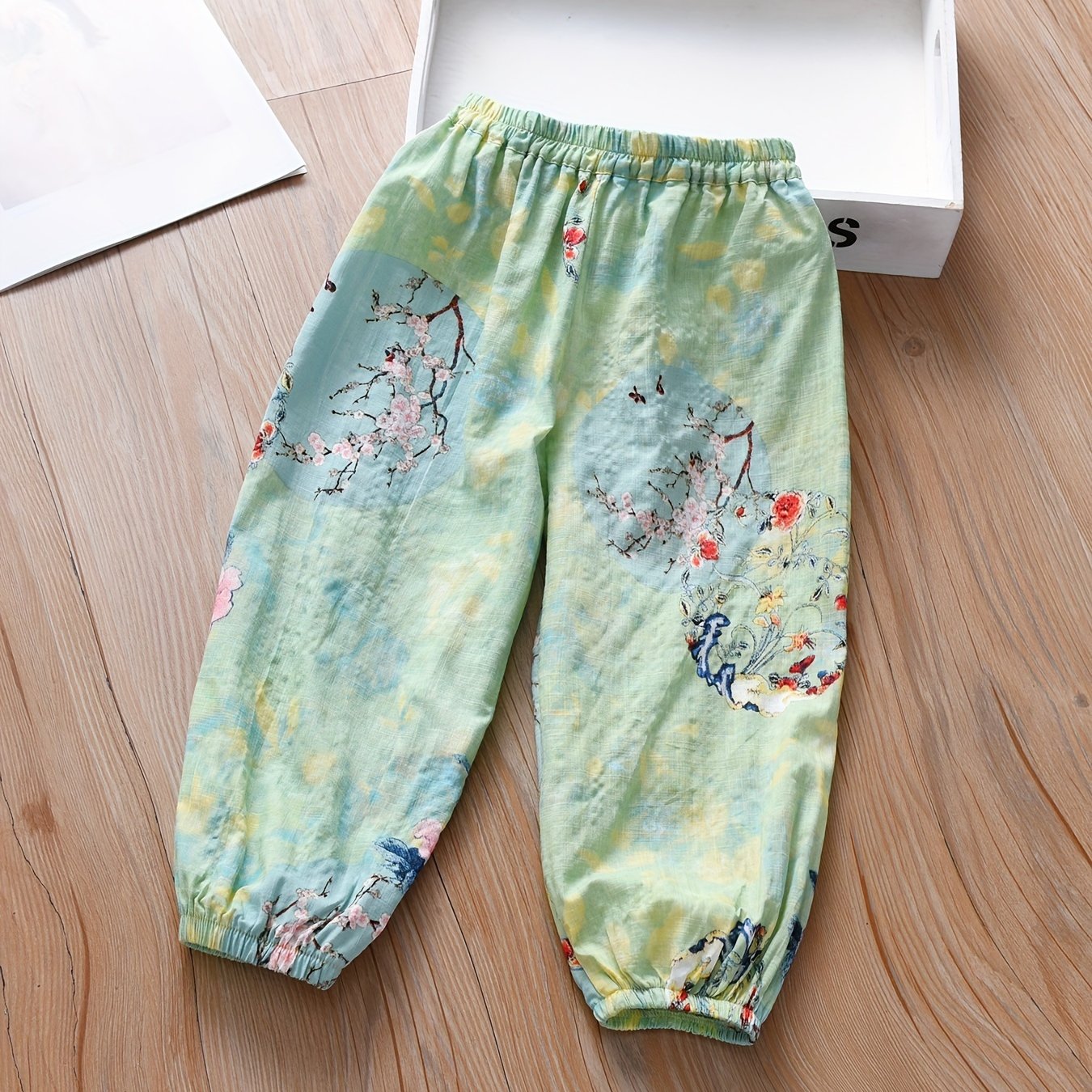 Image of Girls Sweet 95% Print Pants Pants For Spring Summer Beach Vacation Gift Sports