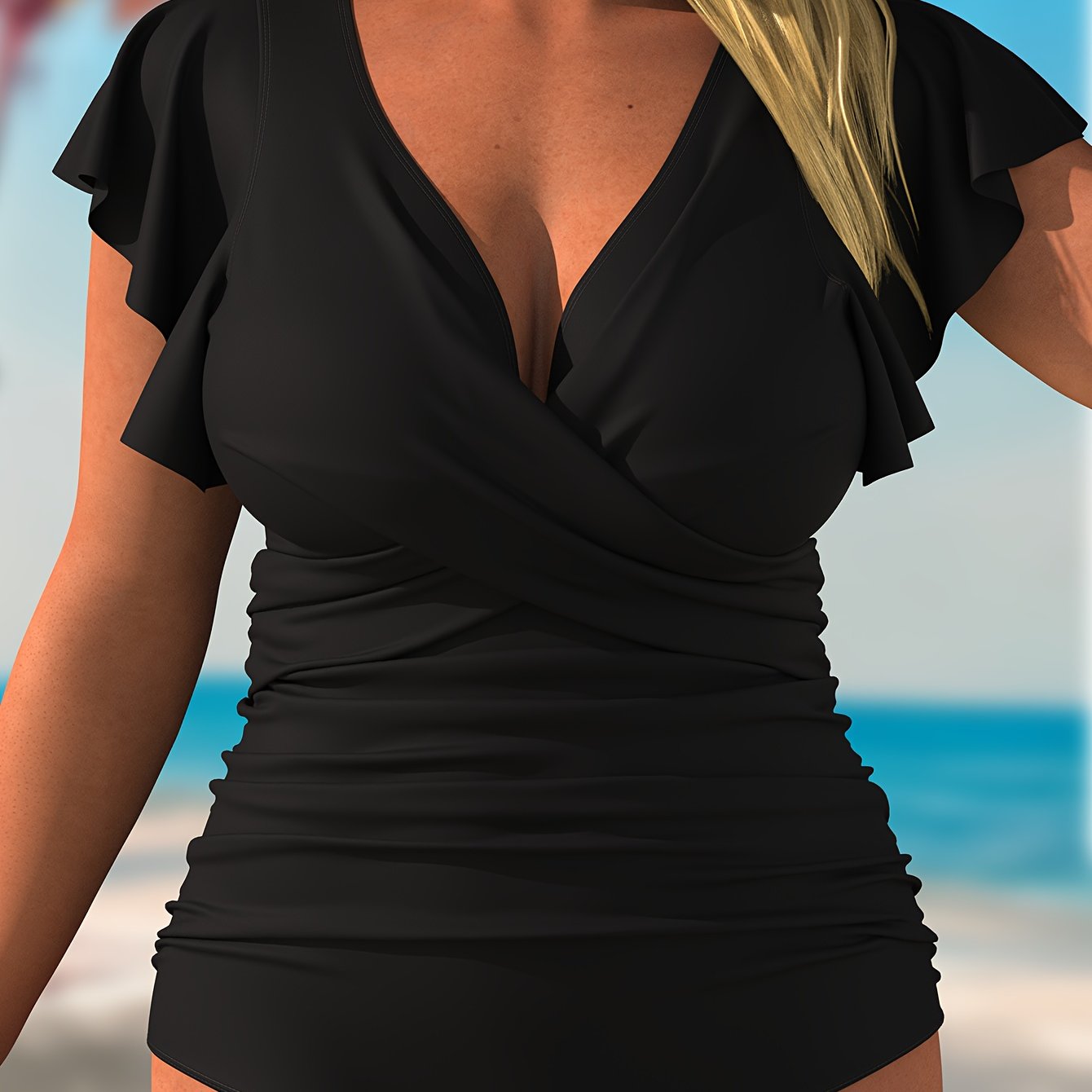 Plus -piece Ruffle One-piece Swimsuit Women's Swimwear