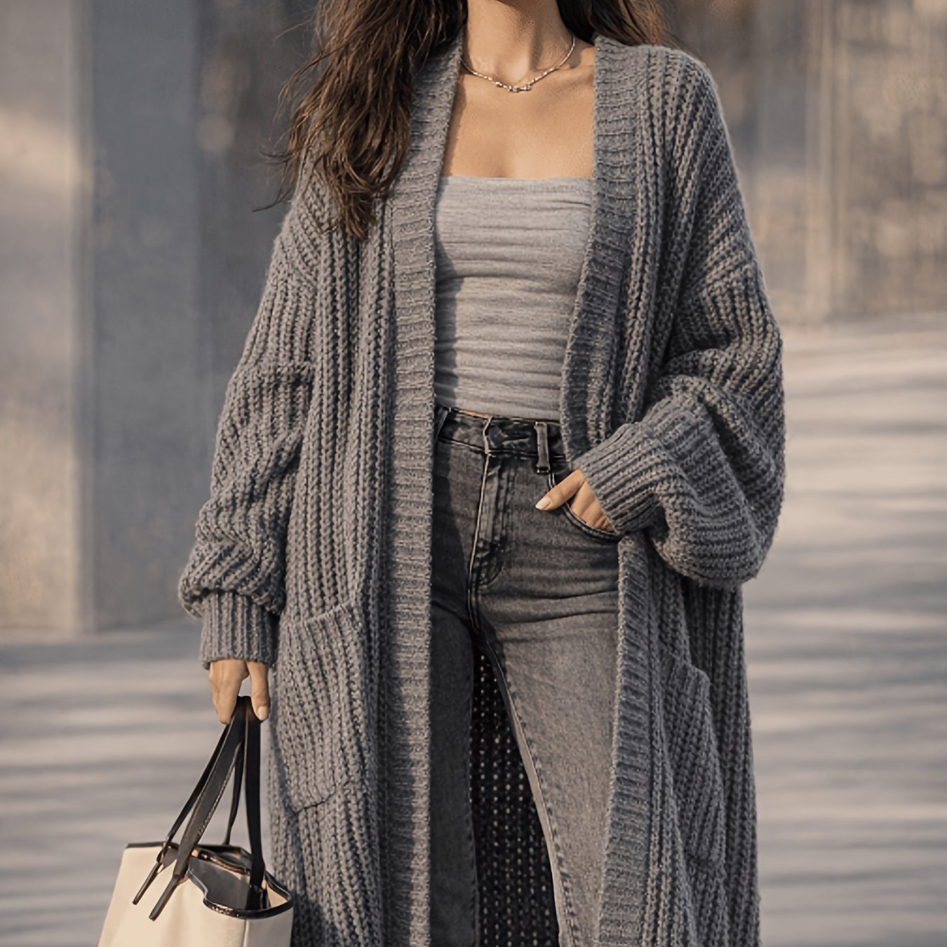 Women' Color Cardigan Sweater, Casual Long Sleeve Open Front Cardigan
