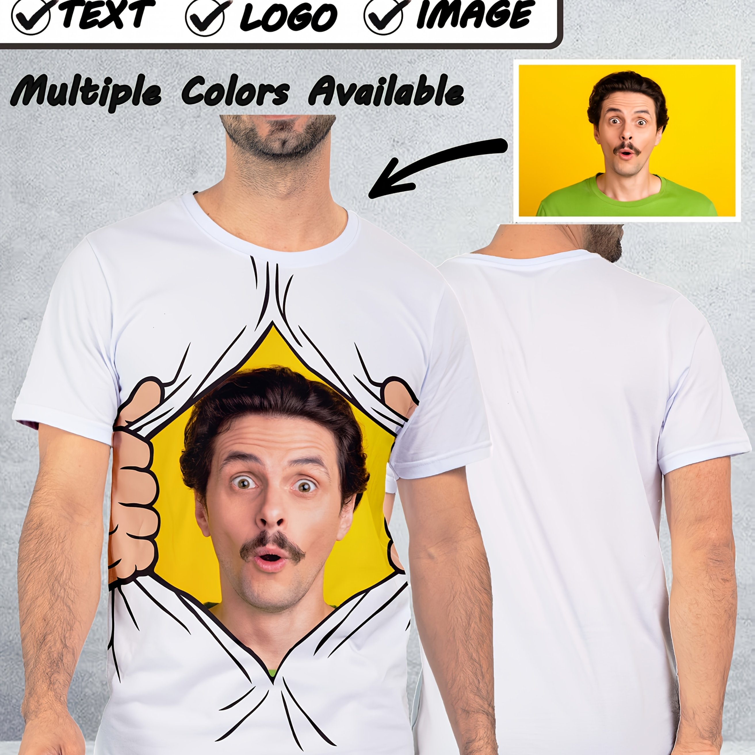 TEMU Camisetas de Manga Corta Personalizadas: Camisetas Ajustadas con Diseños de Impresión DIY, Camisetas de Hombre con Estampado 3D, Conjuntos de