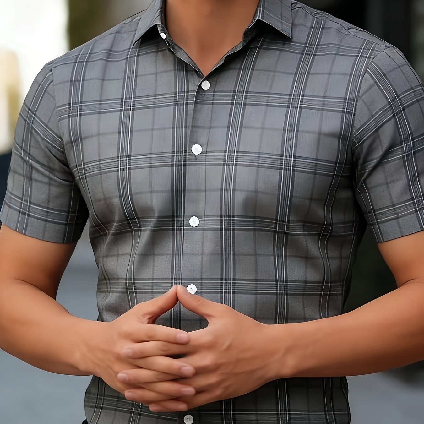 TEMU Men's Summer Print Shirt - Casual, Breathable Short Sleeves, Suitable For Golf, Outdoor Activities And Beach Wear Men's Multicolor Plaid Shirt