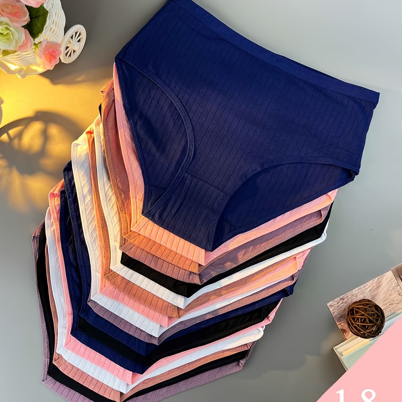 TEMU 18pcs [women Underwears] Solid Color Seamless High Waist Shaping Underwear, High Elastic Breathable Women's Underwear, Comfortable Soft
