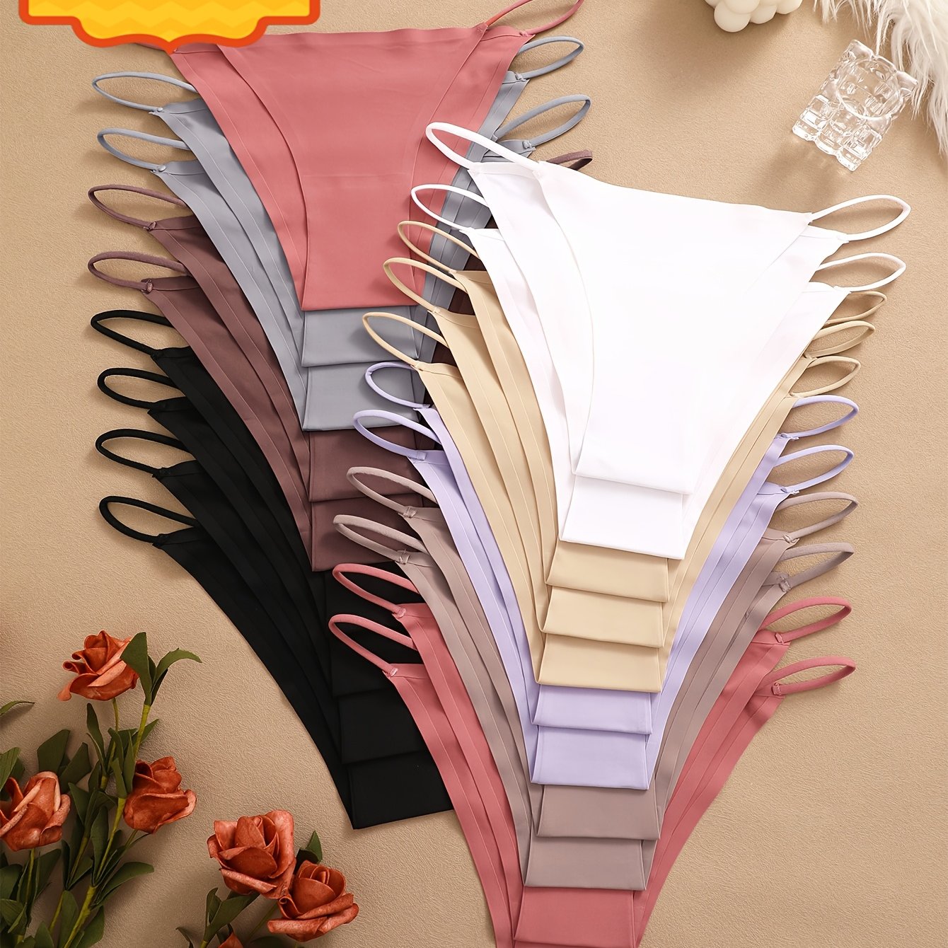 TEMU 20pcs Set Of Seamless Bikini Underwear, Seamless Drawstring Underwear, Fashionable, Sexy, Comfortable And Underwear, Suitable For Daily Commuting, Women's Underwear And Panties