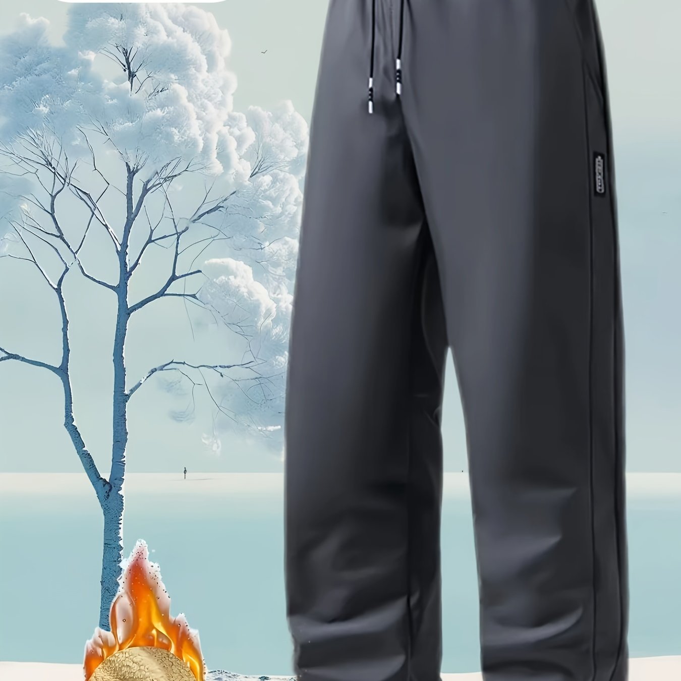 TEMU Men's Warm Casual Sporty Long Pants, Fashionable And Trendy With Fleece Lining, Comfortable And Soft Fabric, Perfect For Cozy Winter , Ideal For
