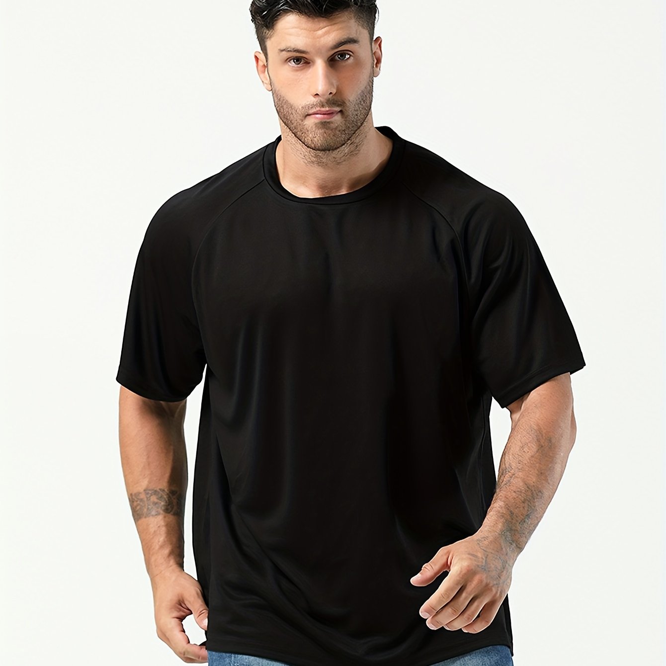 TEMU Plus Size T-shirt Sports Casual Short Sleeve Tees For Summer, Undershirts , Clothing