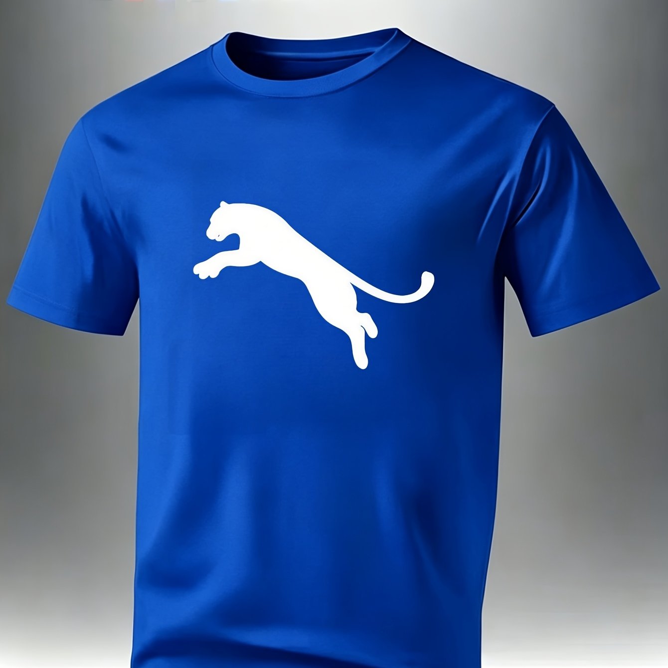 TEMU Classic Animal Leopard Silhouette Men's Short Sleeve T-shirt, Summer Breathable And Comfortable, Multiple Colors